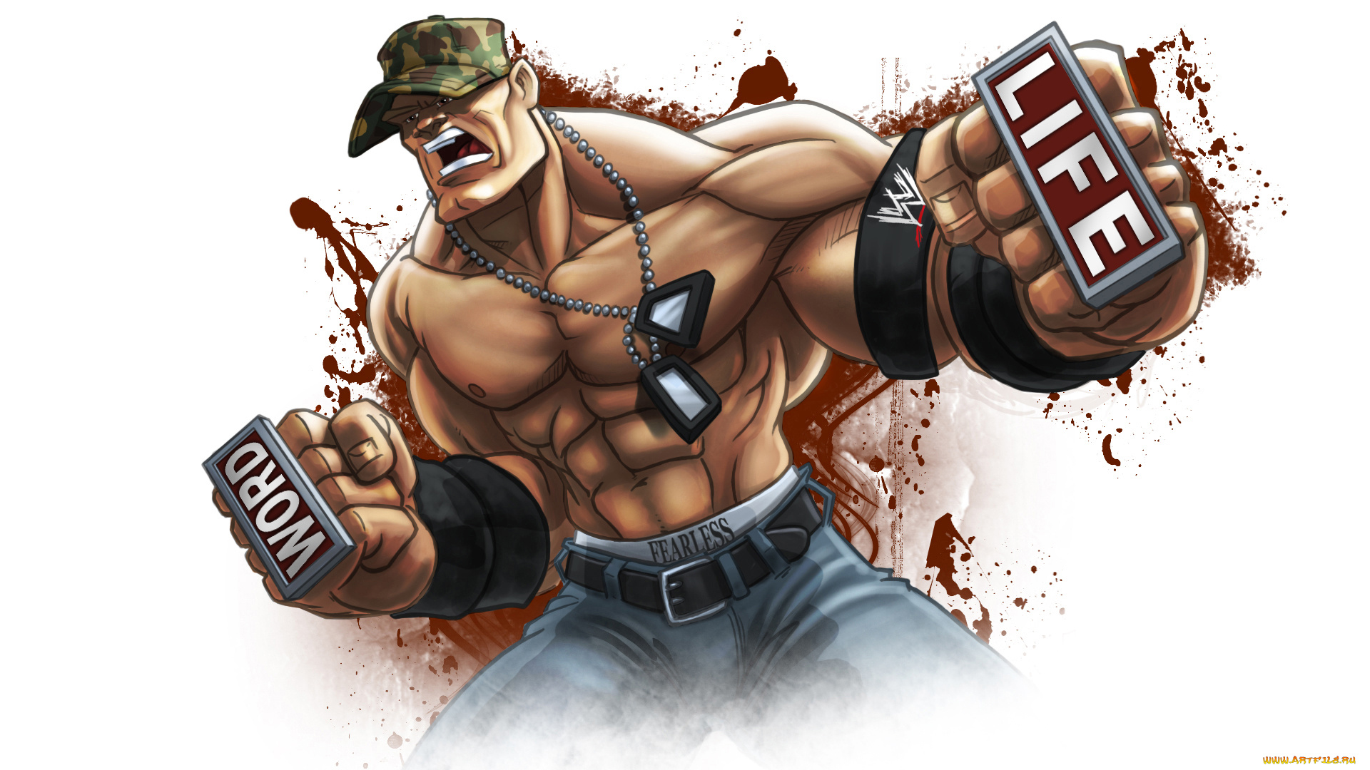 рисованное, комиксы, взгляд, фон, мужчина, кастет, мускулы