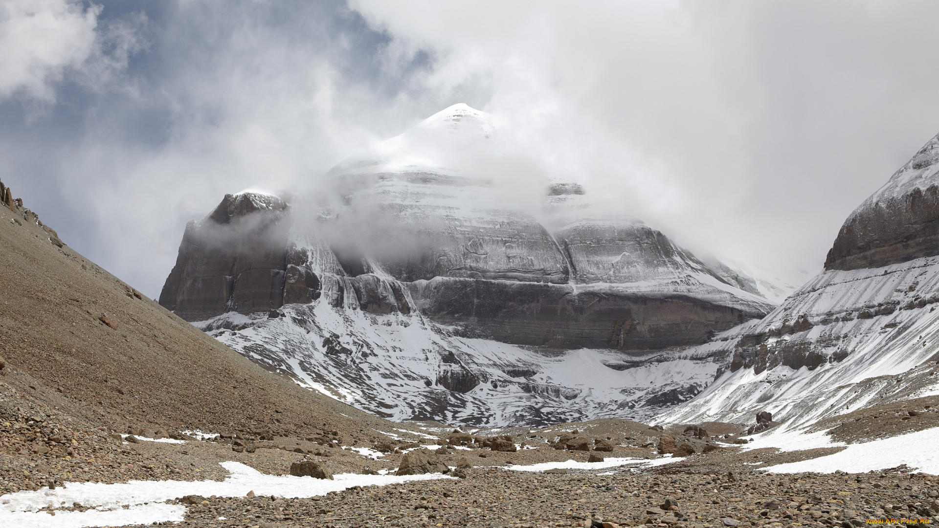 тибет, , кайлас, природа, горы, вершина, паломничество, кайлас, гора, снег, вид