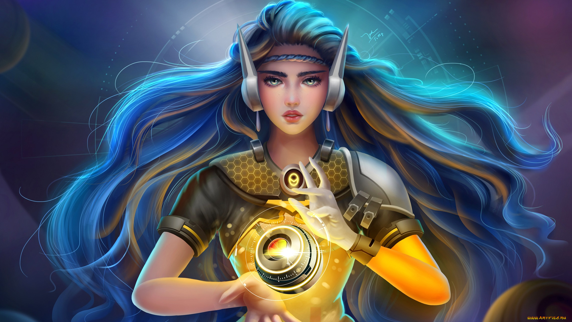 видео, игры, overwatch, фон, взгляд, девушка