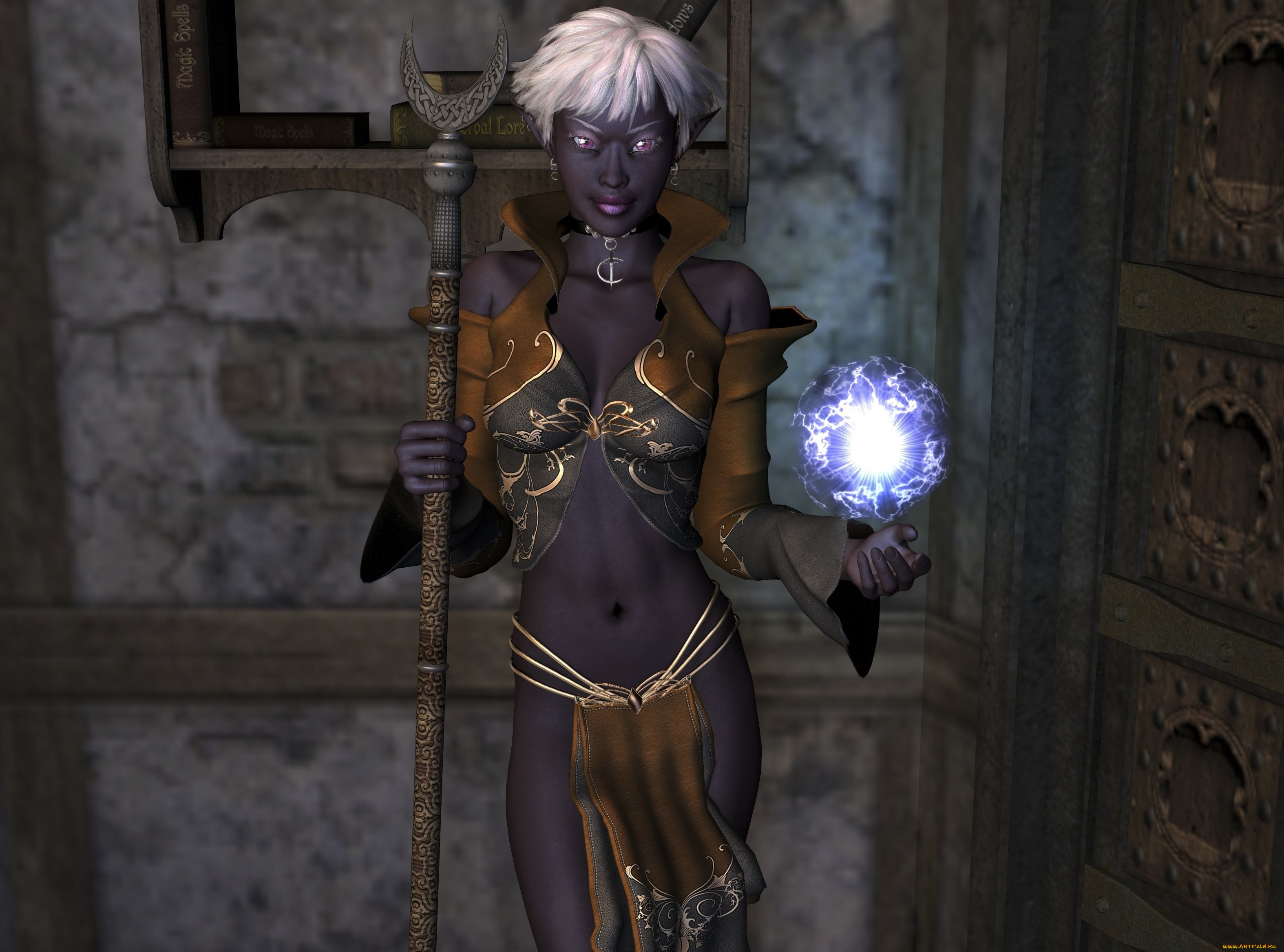 3д, графика, эльфы, , elves, фон, взгляд, эльфийка