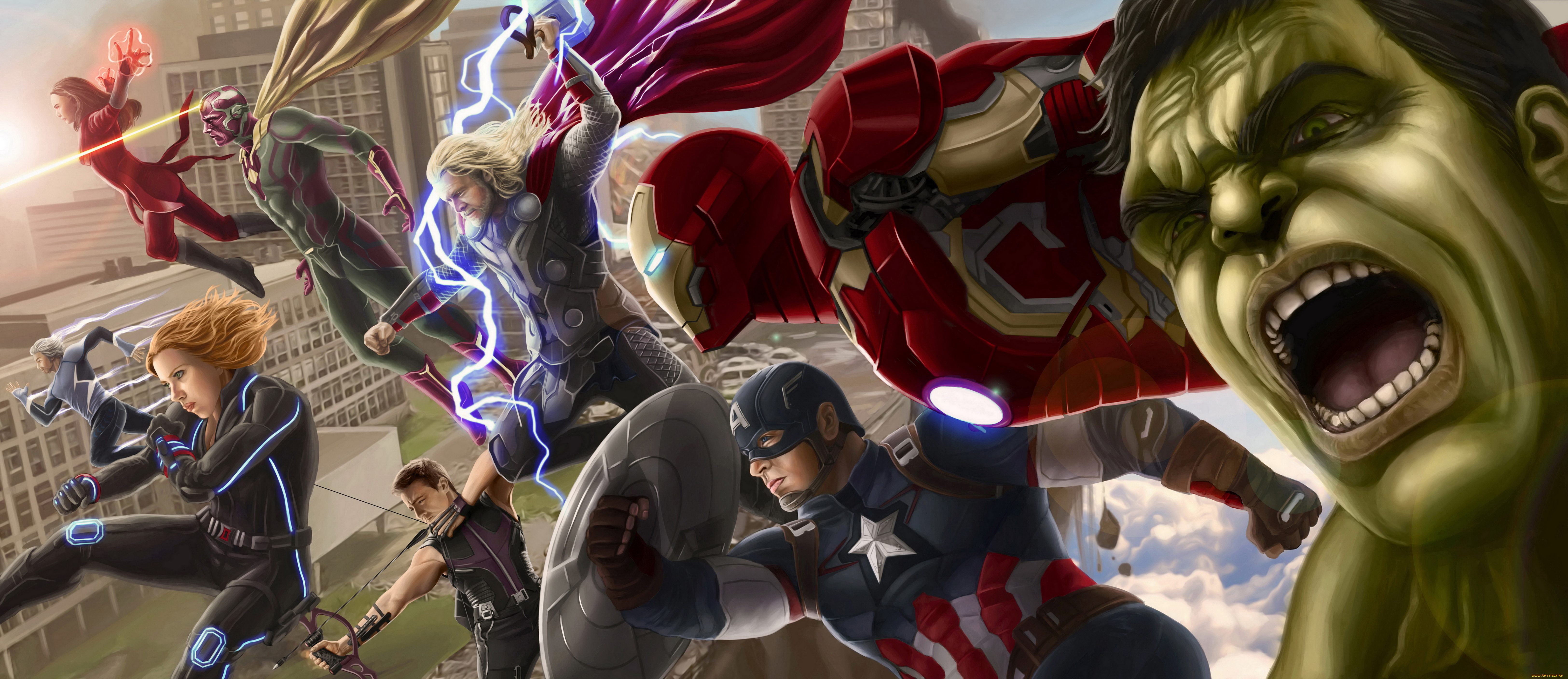 рисованное, кино, взгляд, фон, девушка, мужчина, униформа