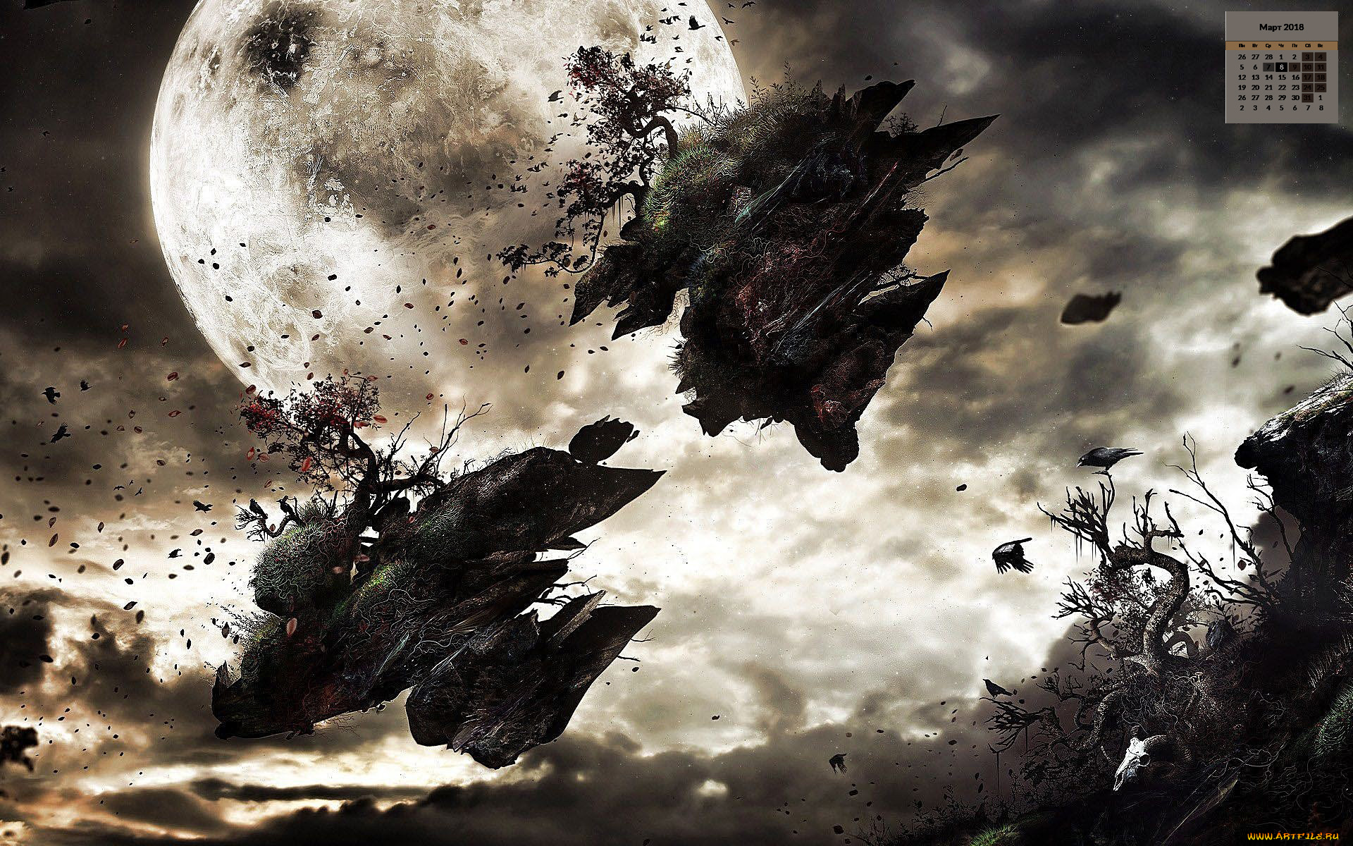 календари, фэнтези, 2018, планета, полет