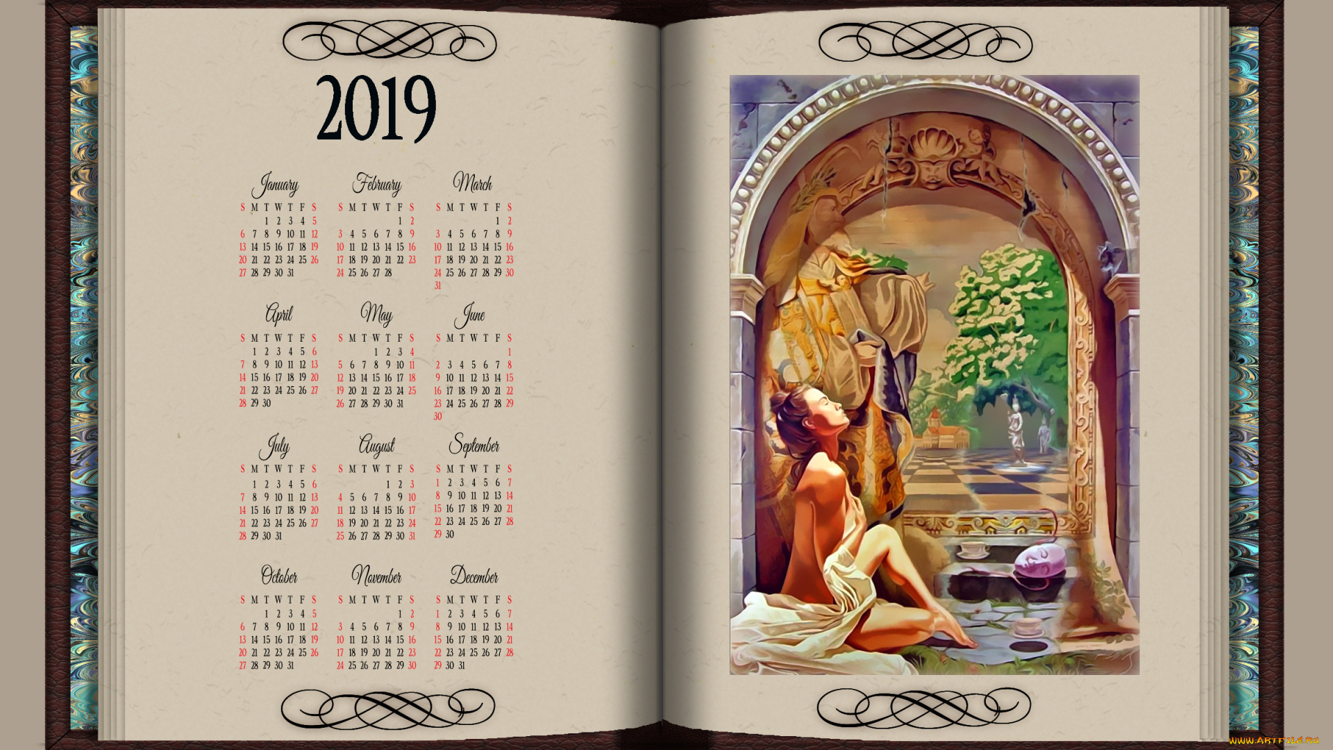 календари, фэнтези, девушка