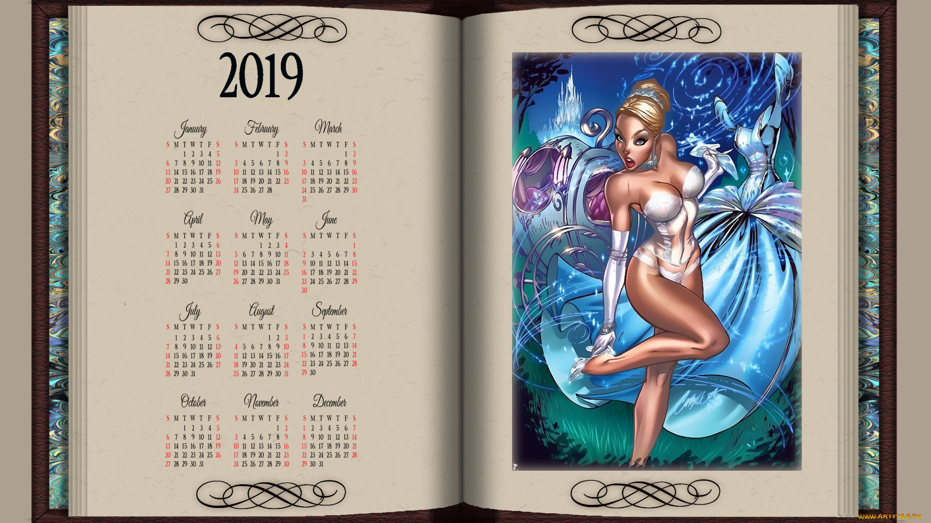 календари, фэнтези, девушка