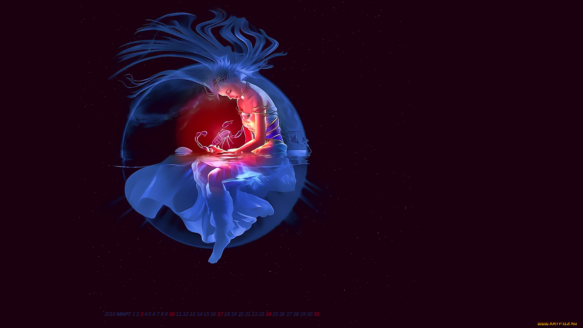 календари, фэнтези, девушка, скорпион