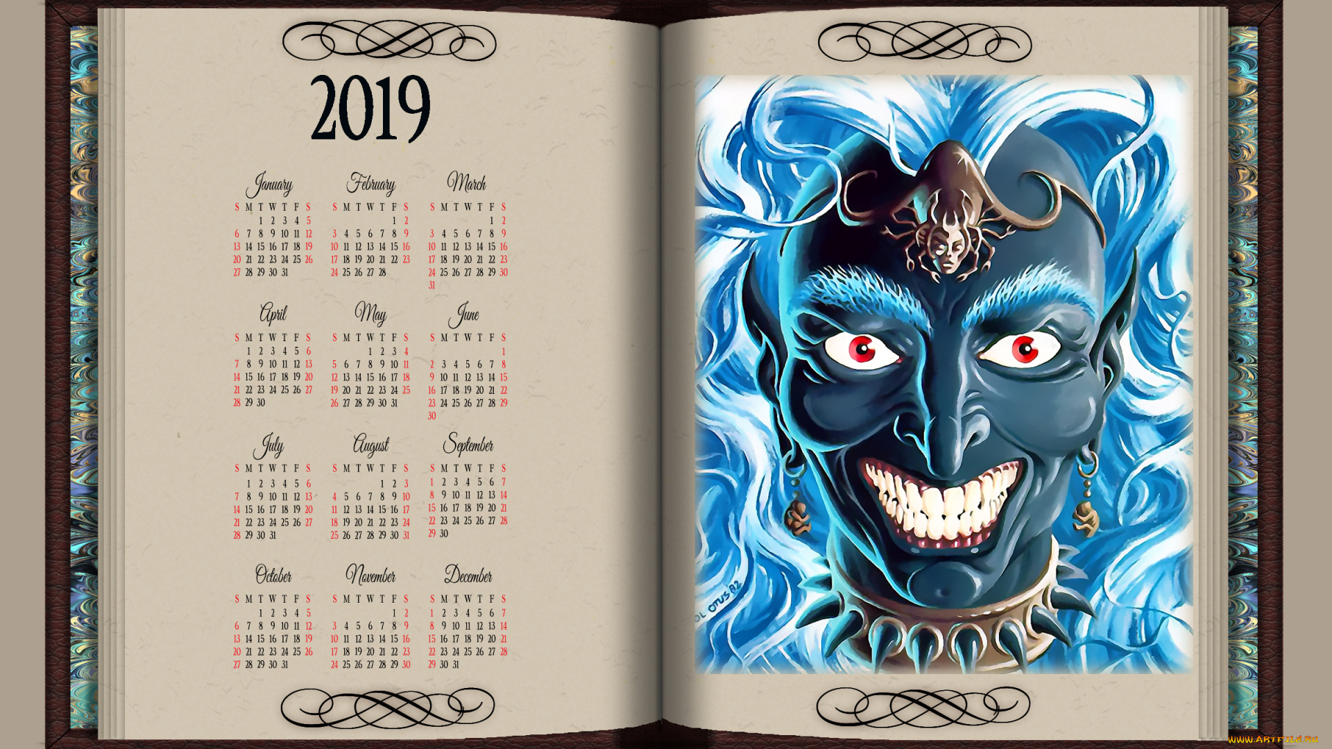 календари, фэнтези, лицо