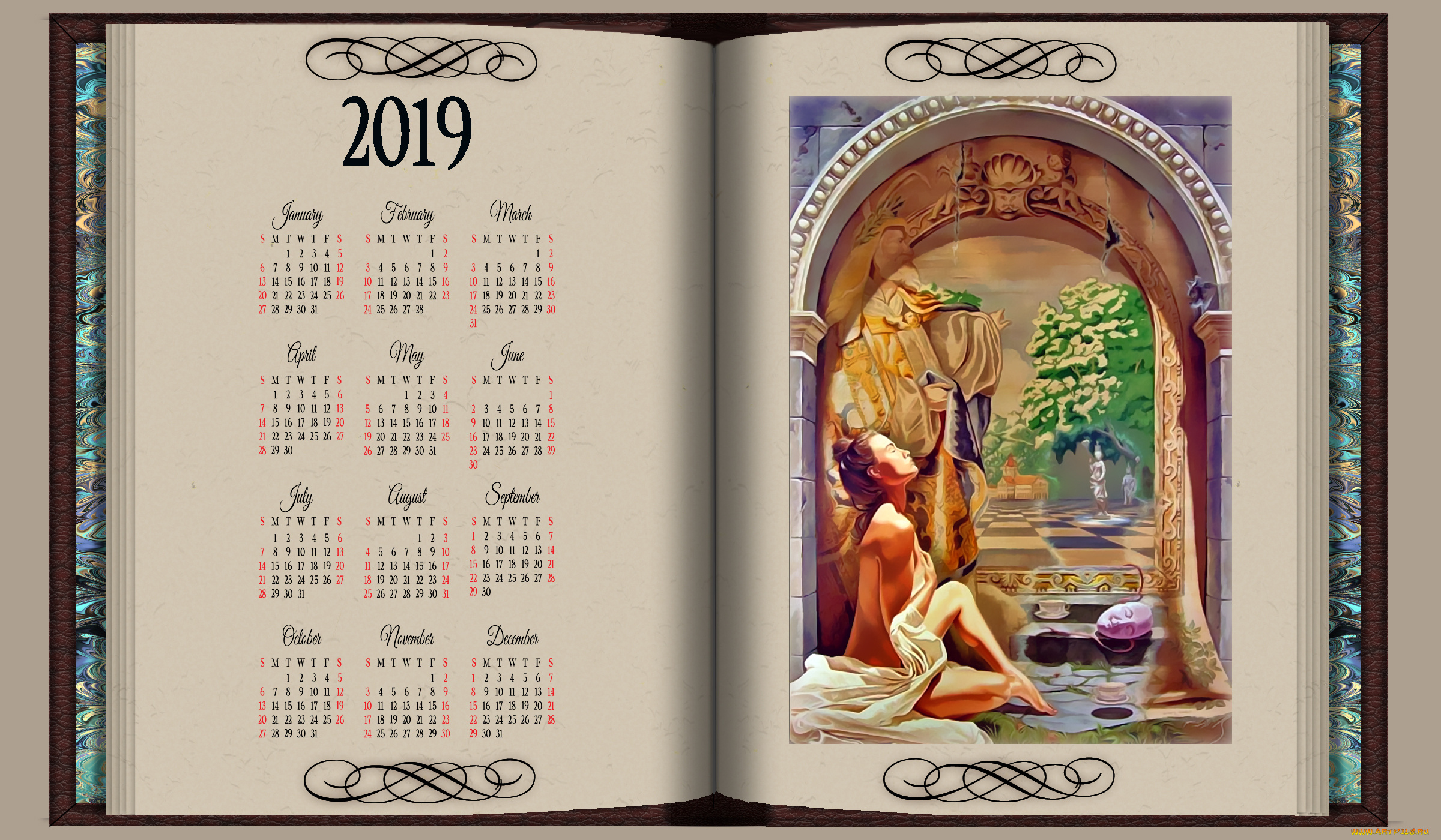 календари, фэнтези, девушка