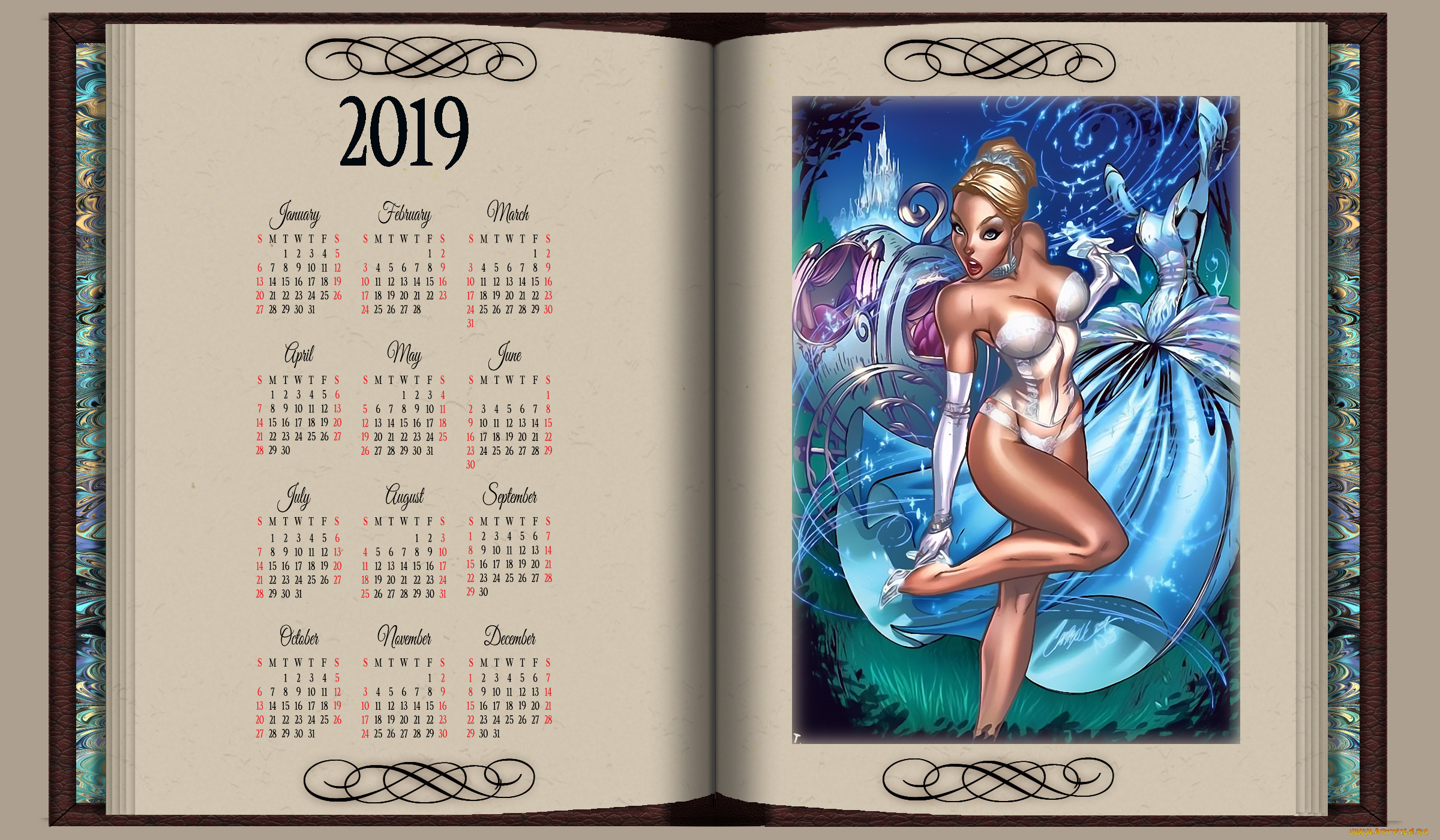 календари, фэнтези, девушка
