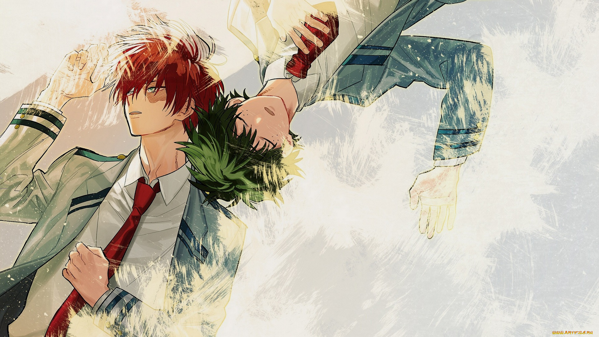 аниме, boku, no, hero, academia, мидория, изуку, тодороки, шото