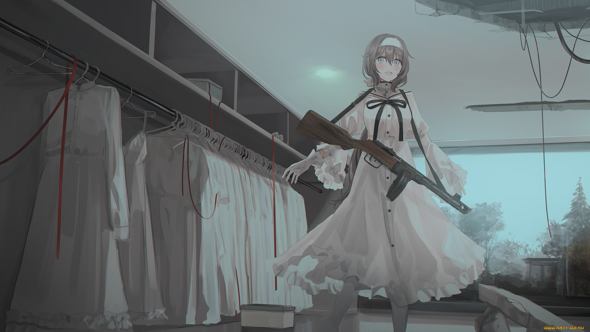 аниме, оружие, , техника, , технологии, девушка