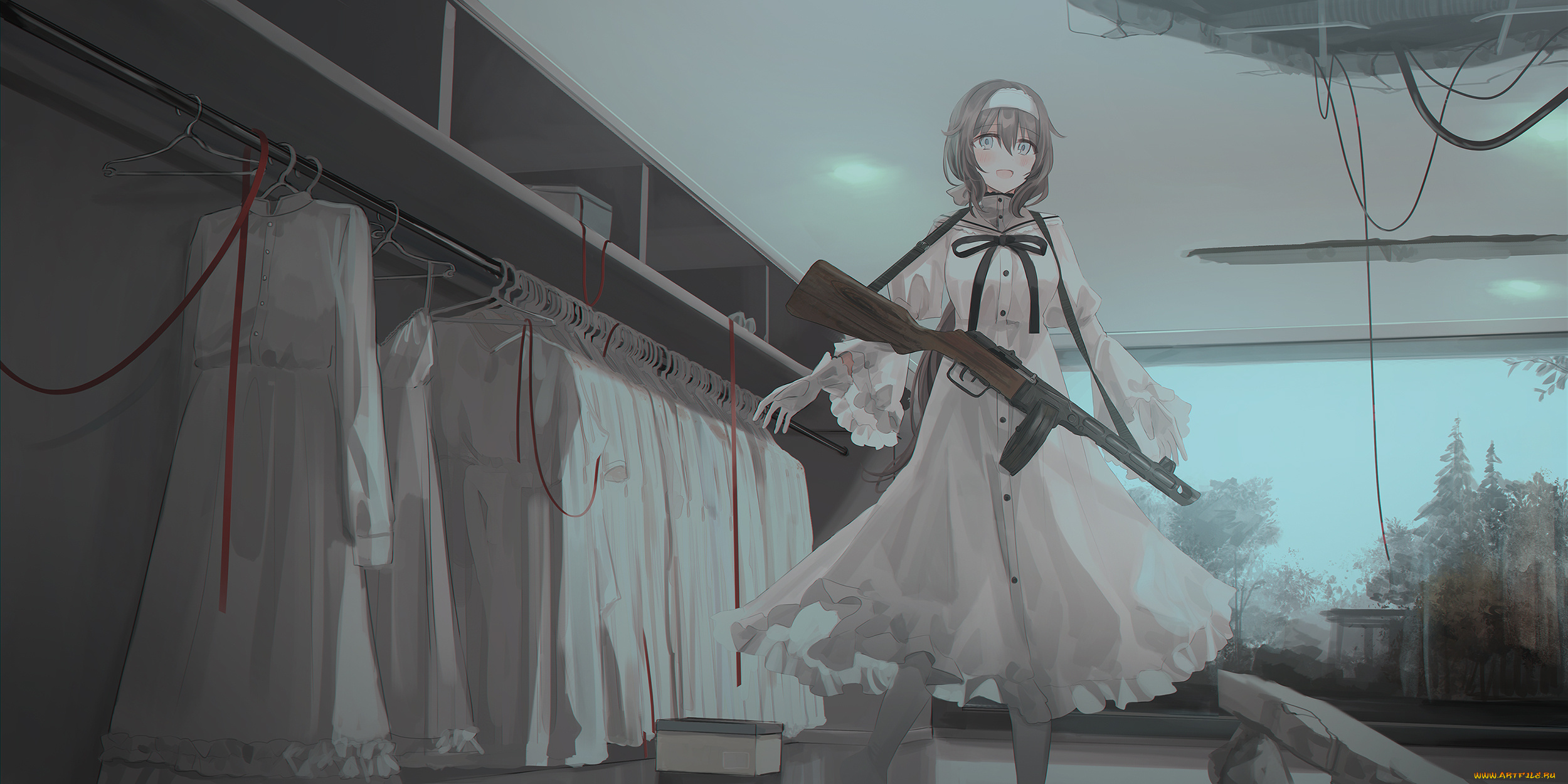 аниме, оружие, , техника, , технологии, девушка