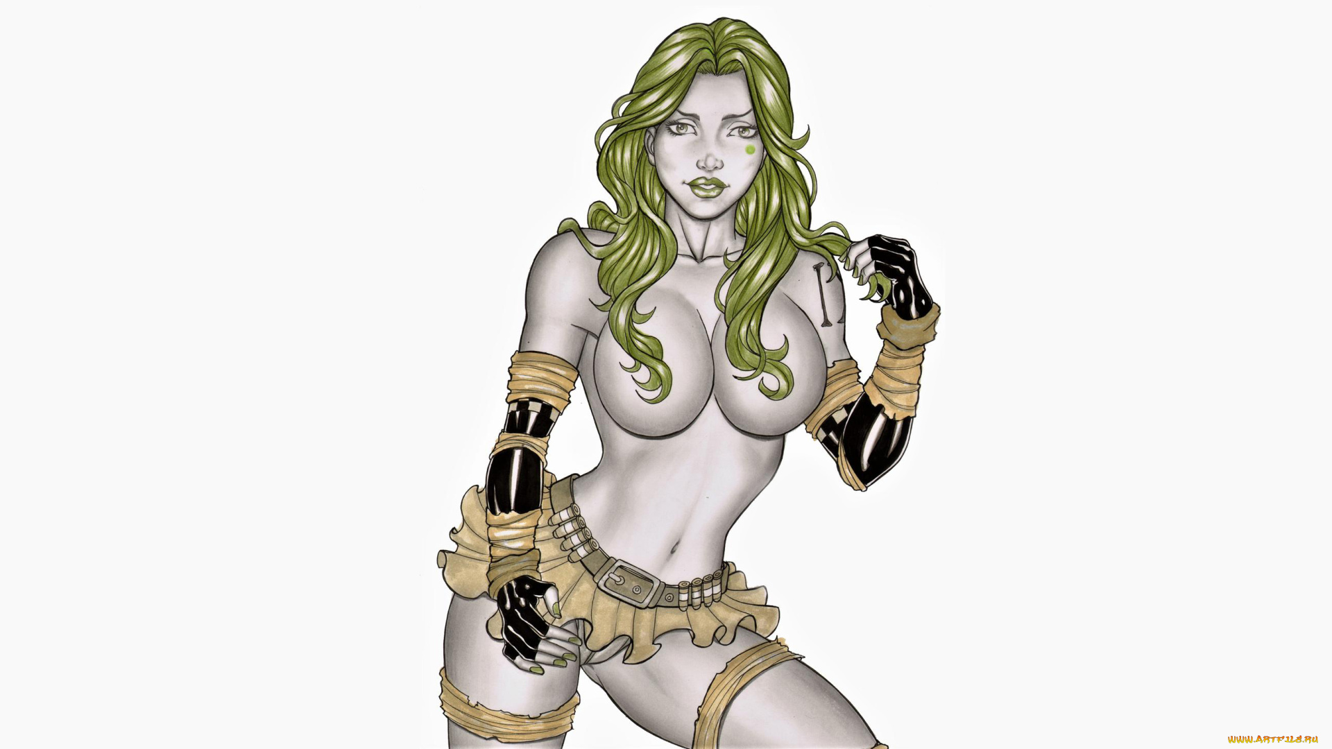 рисованное, carlos, braga, девушка, фон, взгляд, юбка