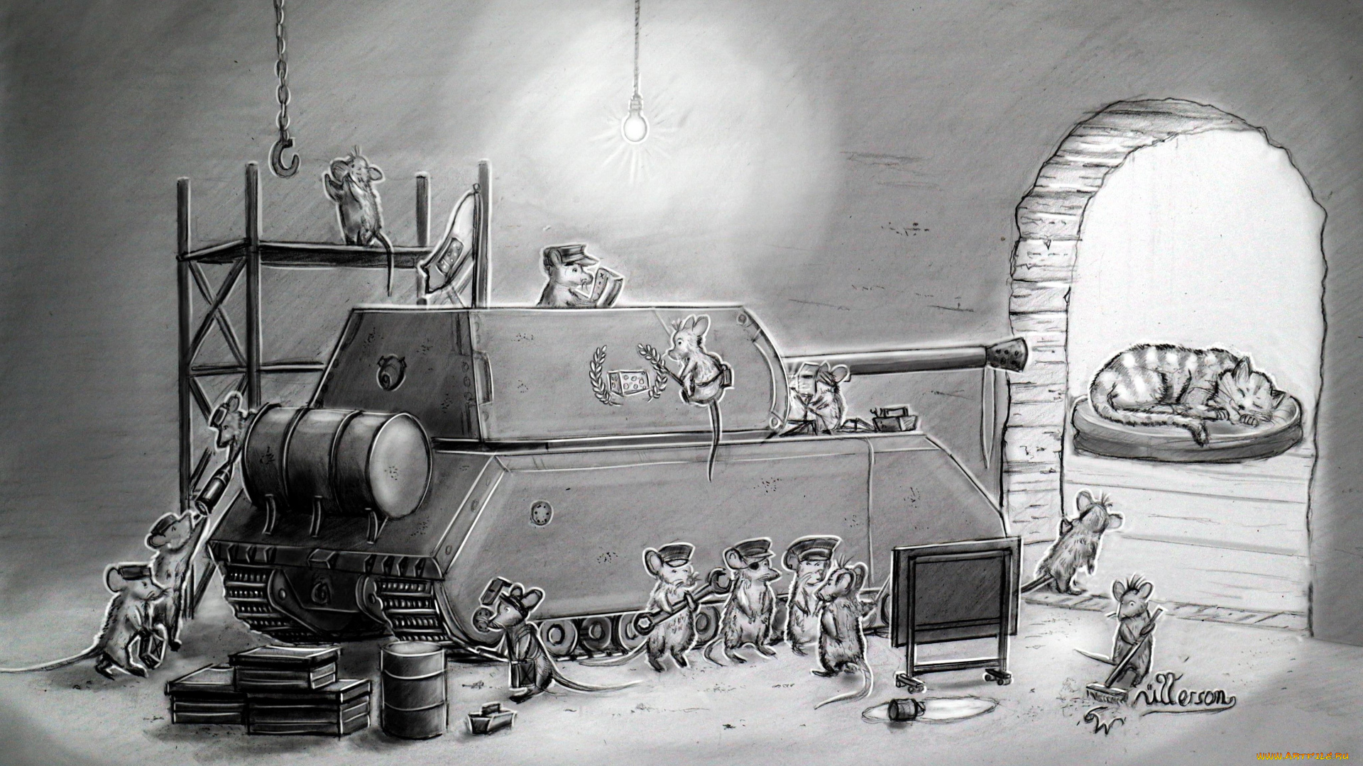 юмор, и, приколы, кот, мыши, нора, танк, война