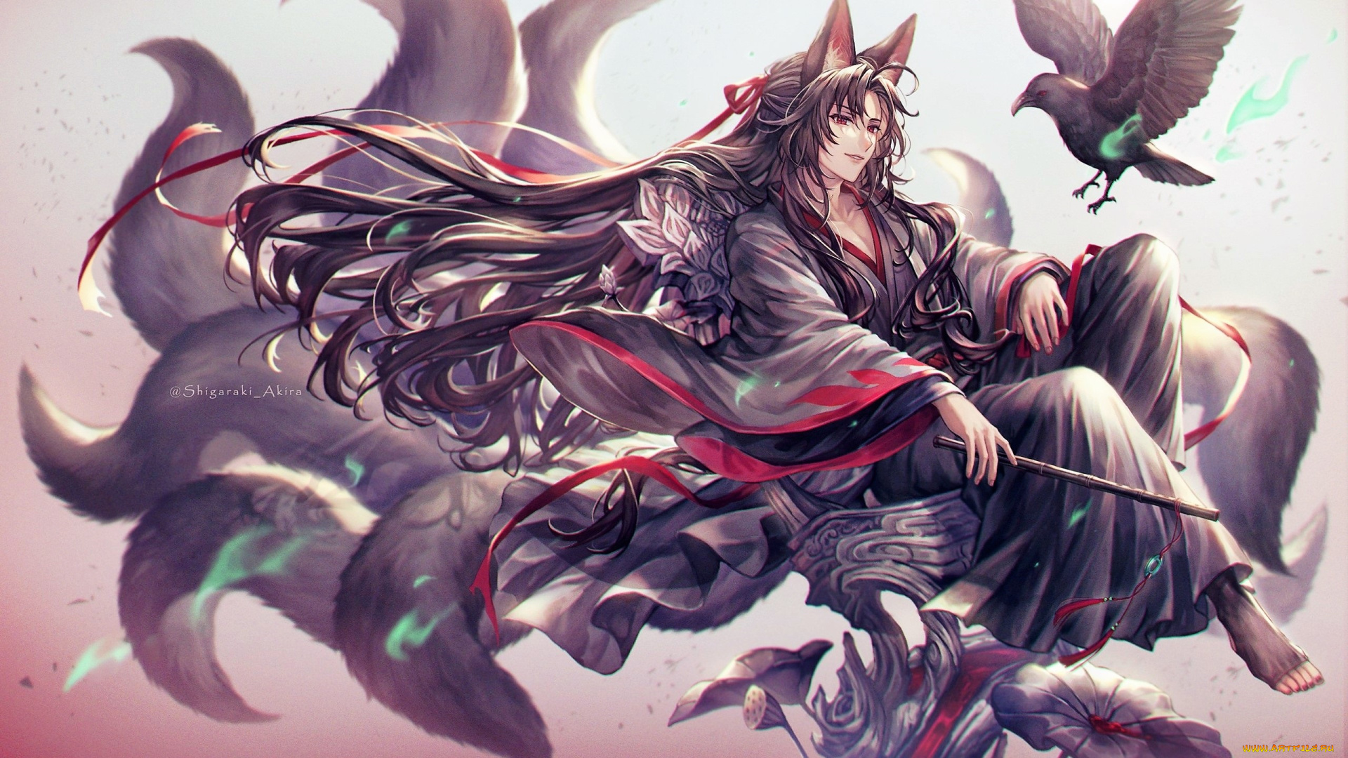 аниме, mo, dao, zu, shi, вэй, усянь, флейта, птица, лис