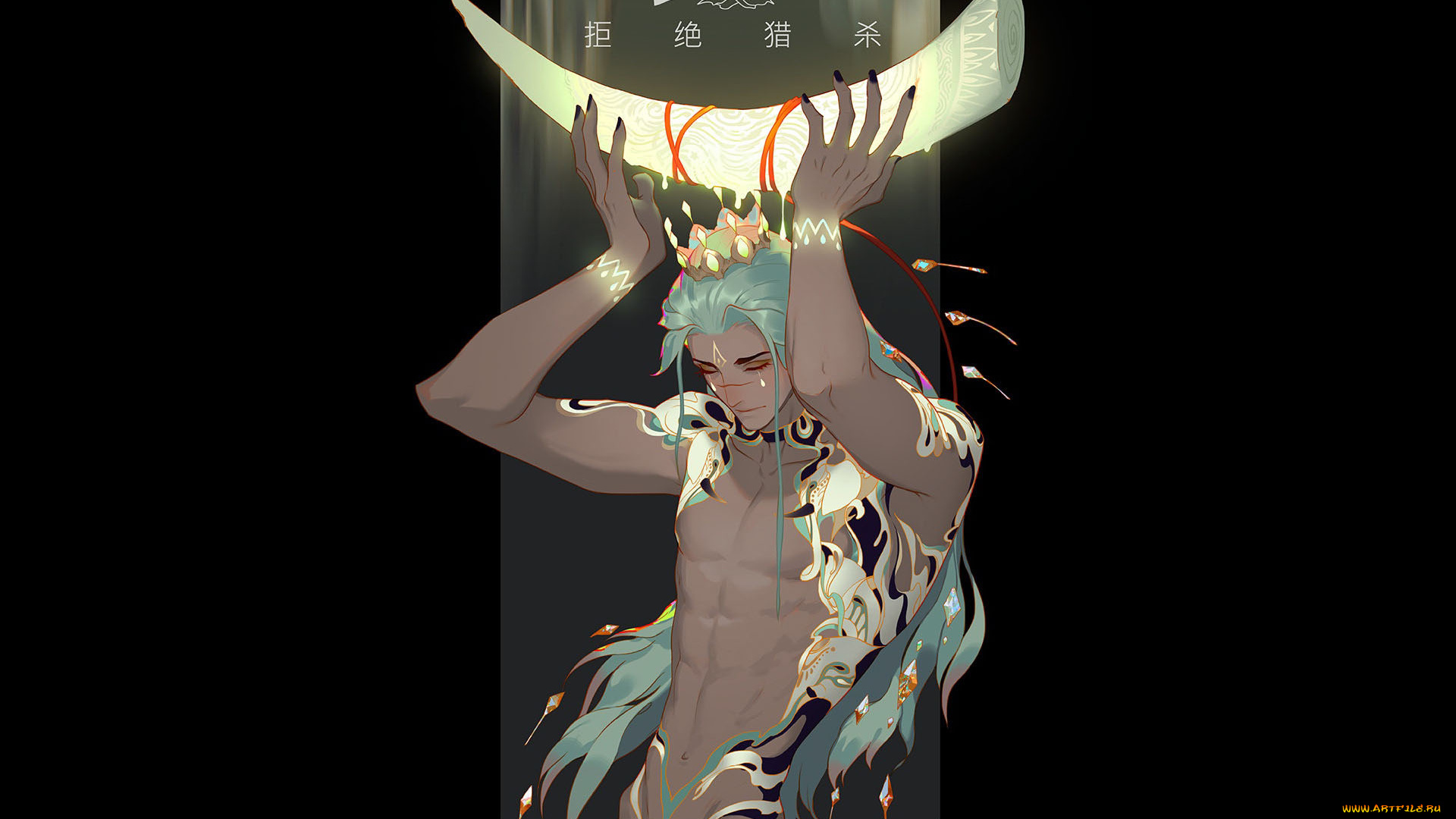 аниме, unknown, , другое, , парень, корона, рог