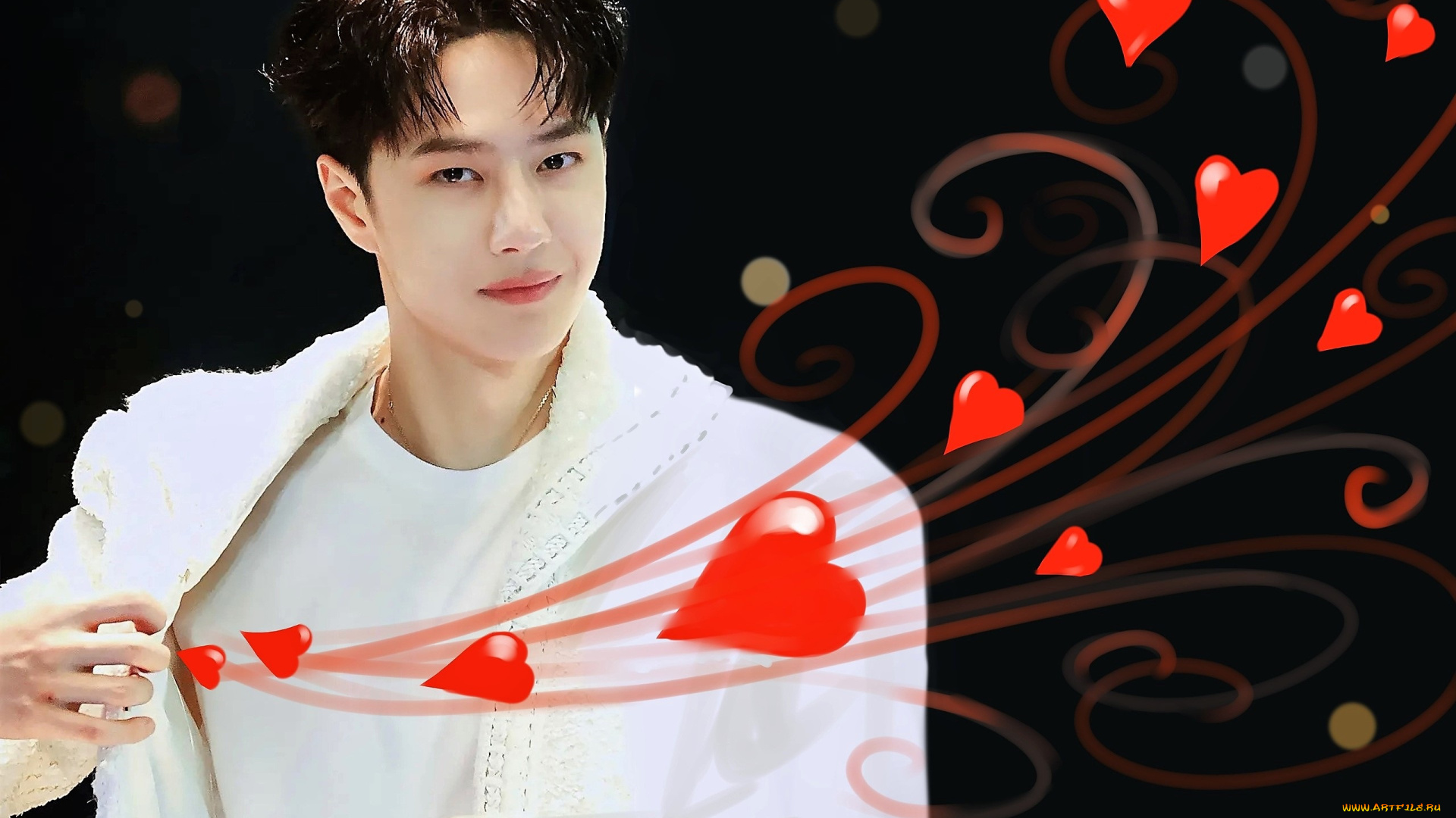 мужчины, wang, yi, bo, актер, певец, сердечки