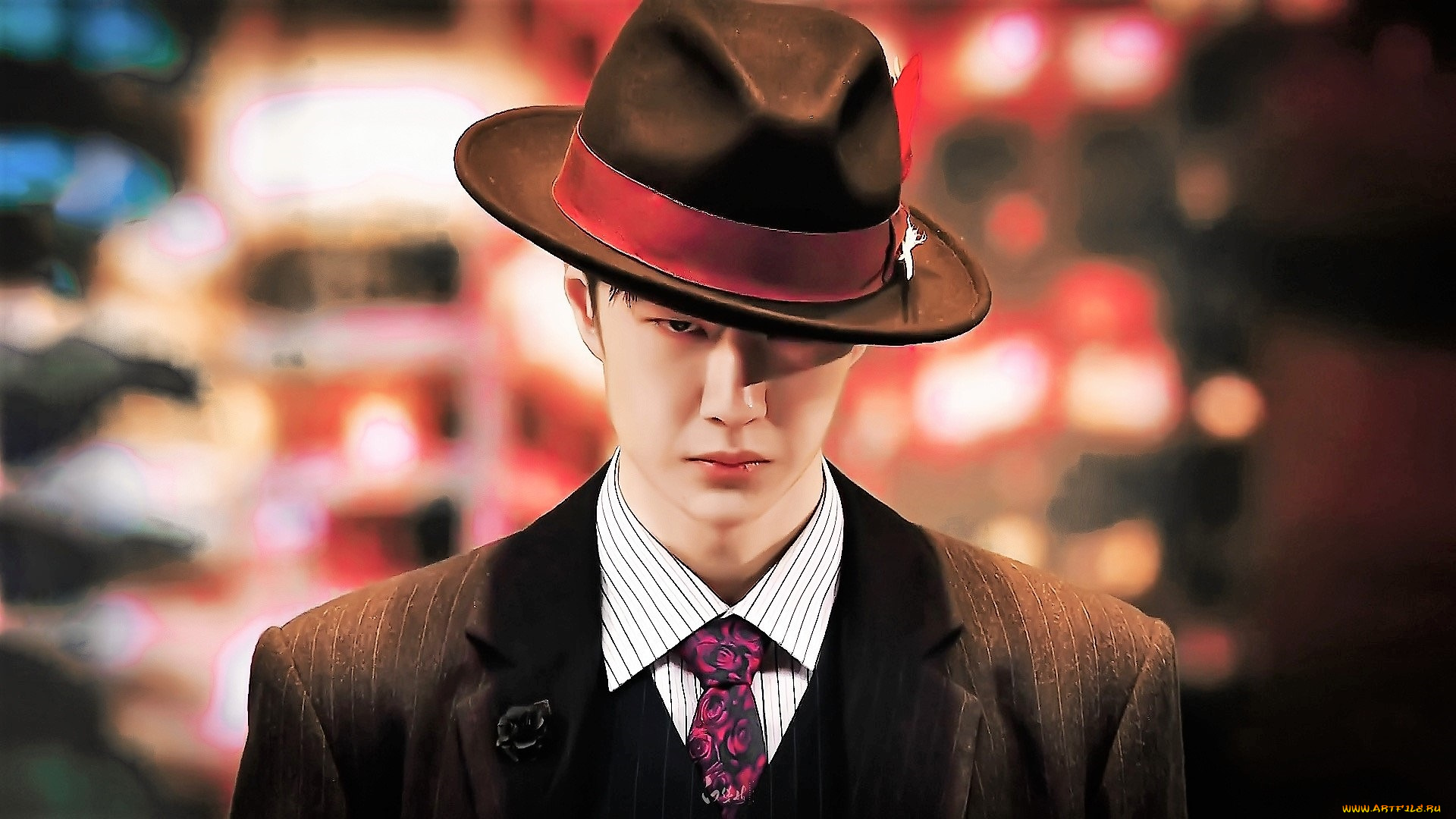 мужчины, wang, yi, bo, певец, танцор, шляпа, костюм