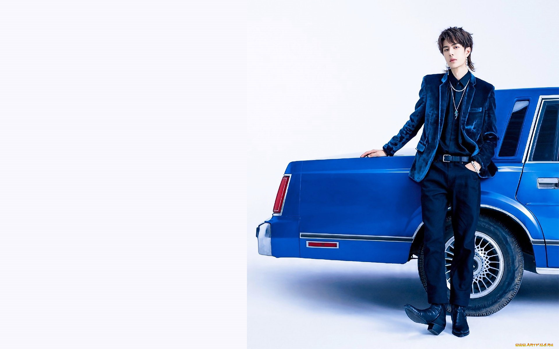 мужчины, wang, yi, bo, пиджак, ботинки, украшения, машина