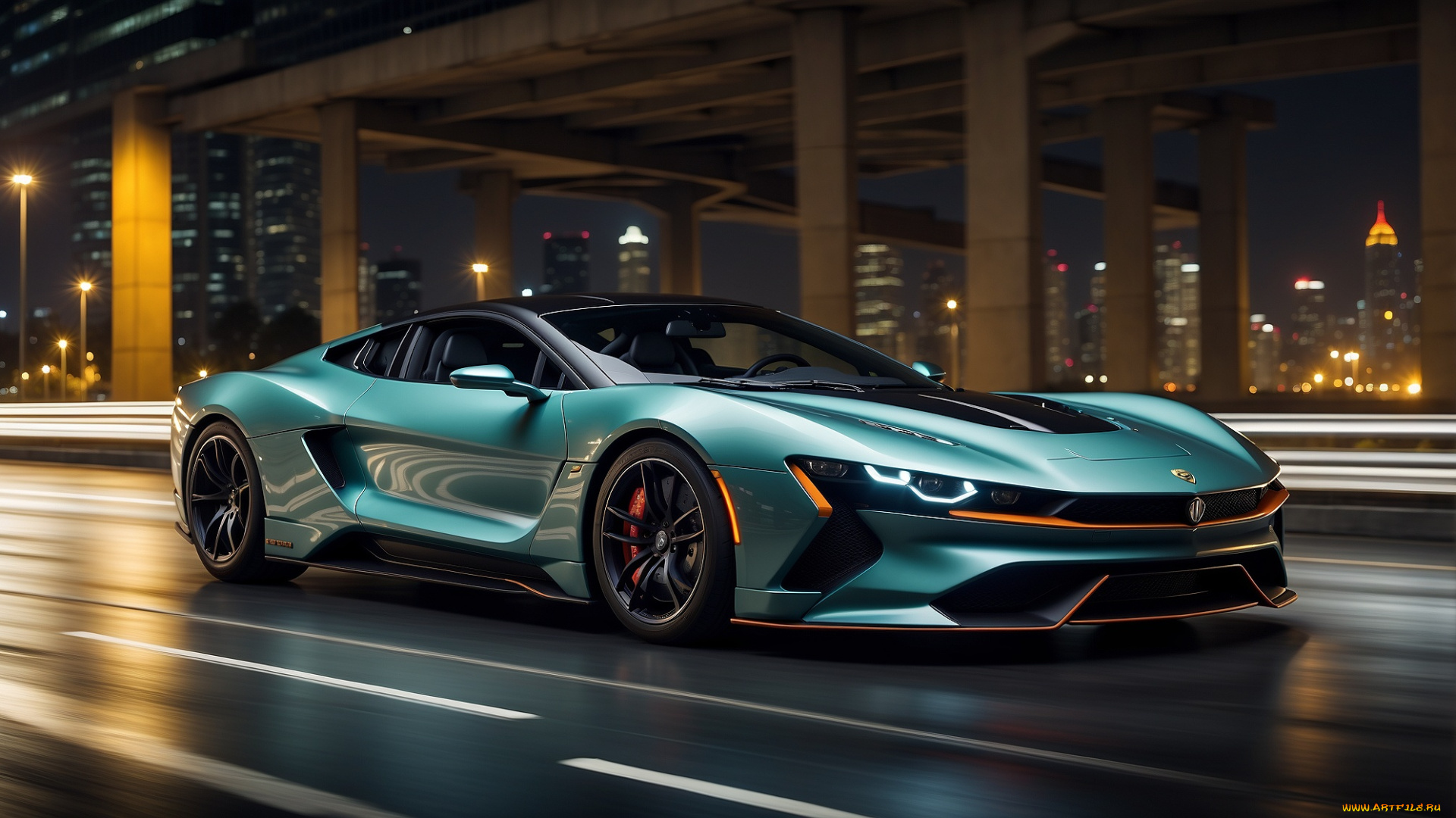 разное, компьютерный, дизайн, суперкар, концепт, кар, mclaren, p1, произведения, искусства, компьютерная, графика, научная, фантастика, вид, спереди, фары, уличный, фонарь, искусство, ии, вождение, транспортное, средство, ночь, здание, дорога, цифровое