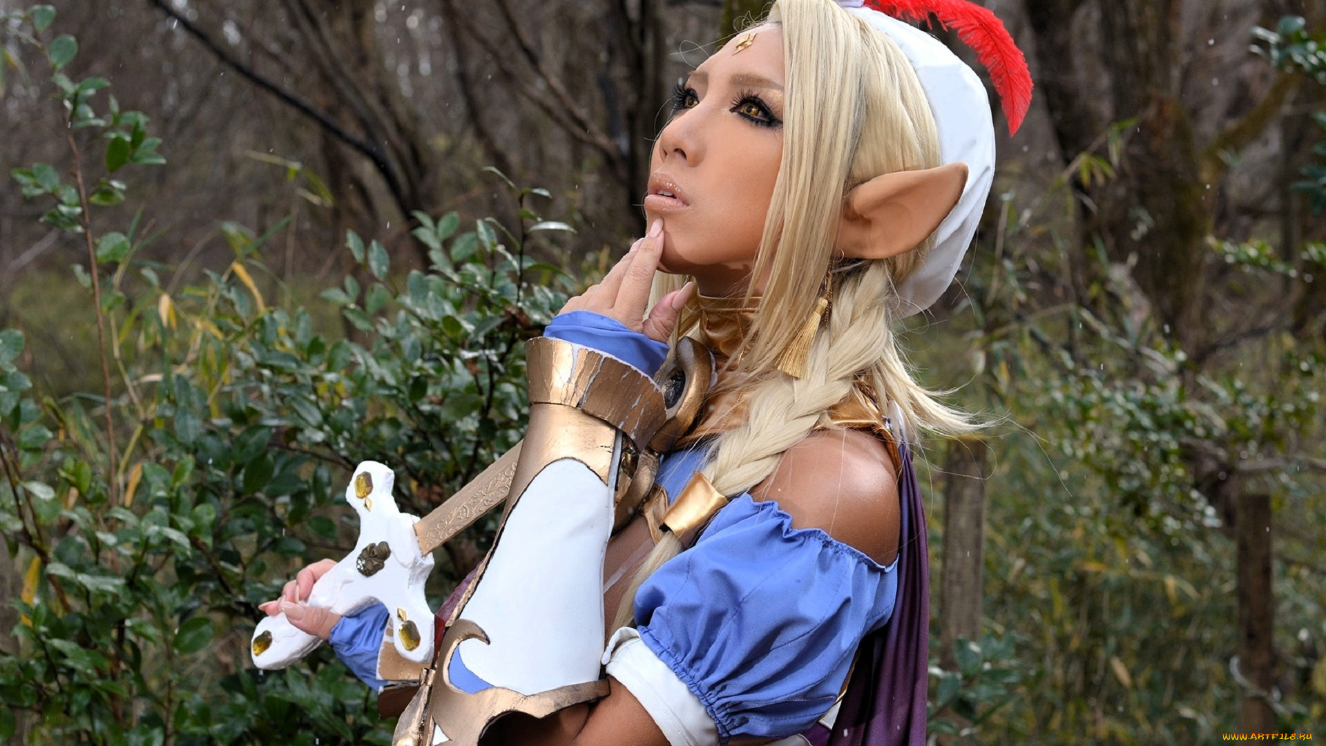 девушки, nonsummerjack, образ, косплей, костюм, наряд, ушки, кусты, лес