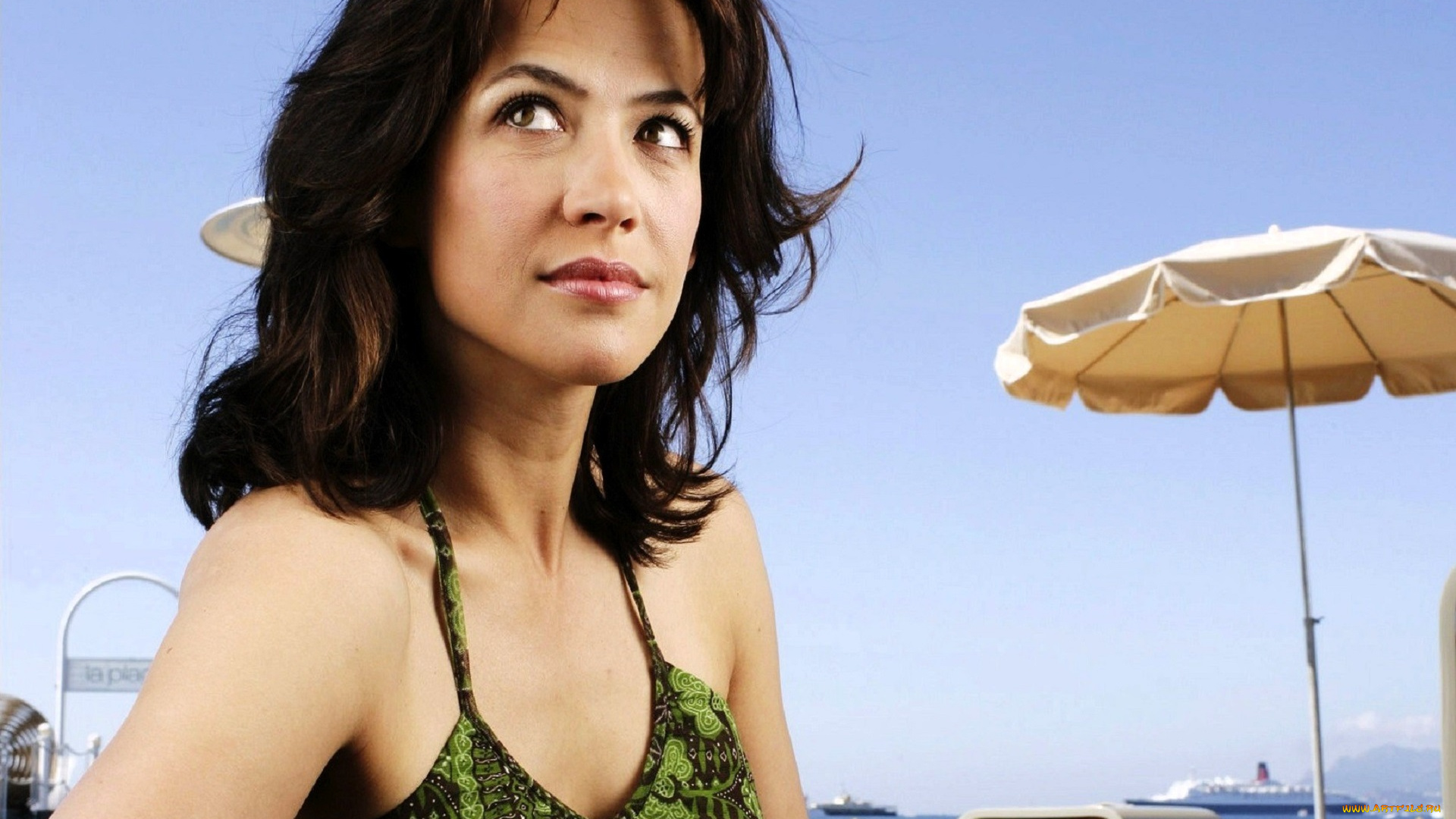 девушки, sophie, marceau, шатенка, актриса, платье, пляж, зонтики