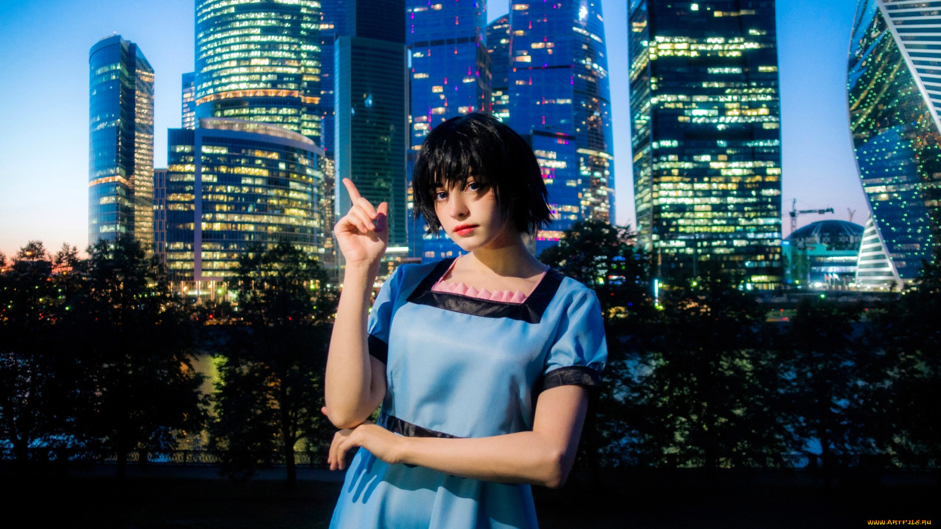 девушки, tenletters, образ, косплей, наряд, платье, брюнетка, город