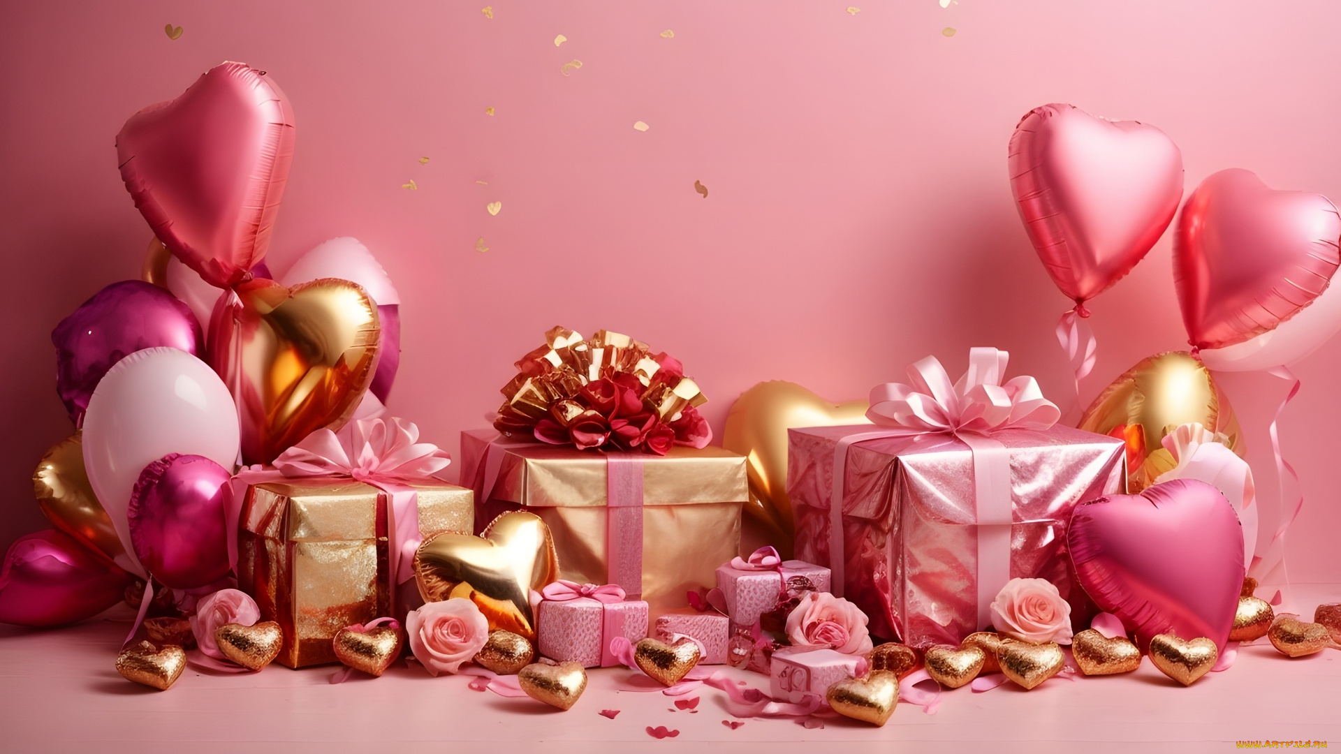 праздничные, день, святого, валентина, , сердечки, , любовь, подарки, сердечки, шарики