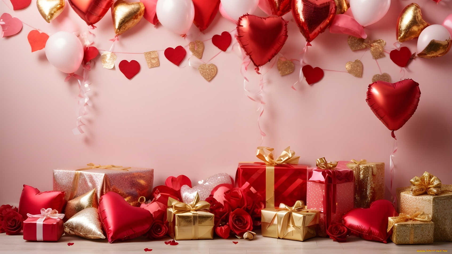 праздничные, день, святого, валентина, , сердечки, , любовь, подарки, сердечки, шарики