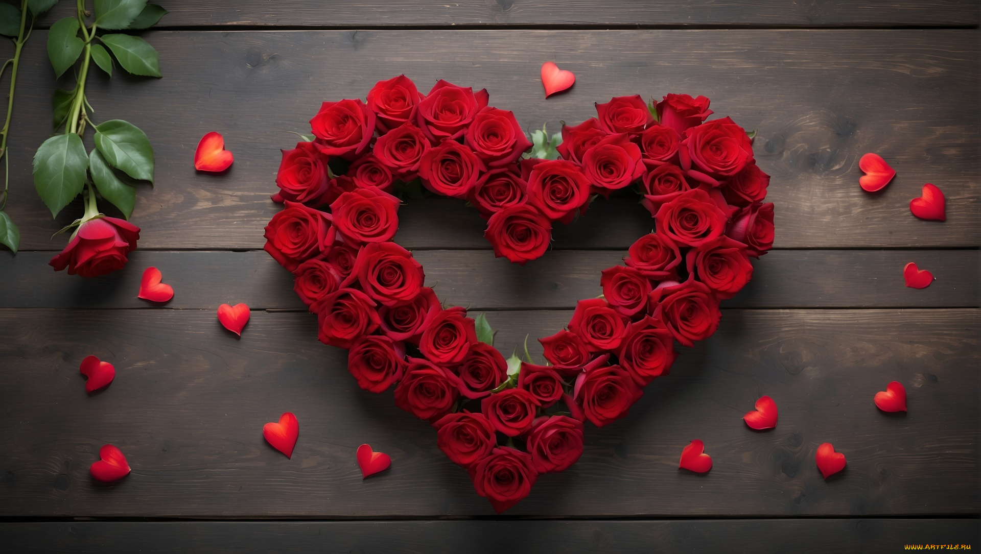праздничные, день, святого, валентина, , сердечки, , любовь, сердечки, розы, бордо, много