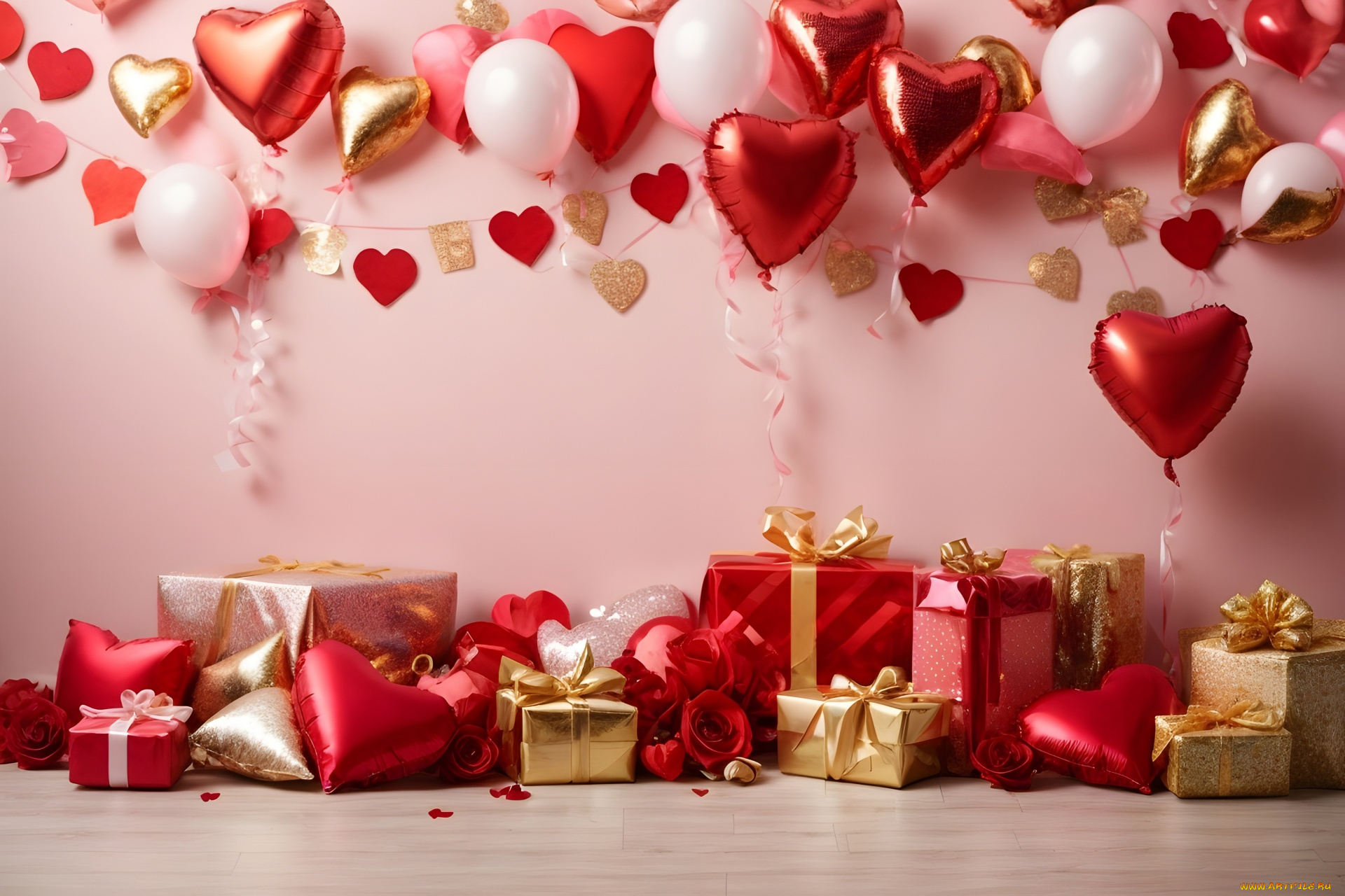 праздничные, день, святого, валентина, , сердечки, , любовь, подарки, сердечки, шарики