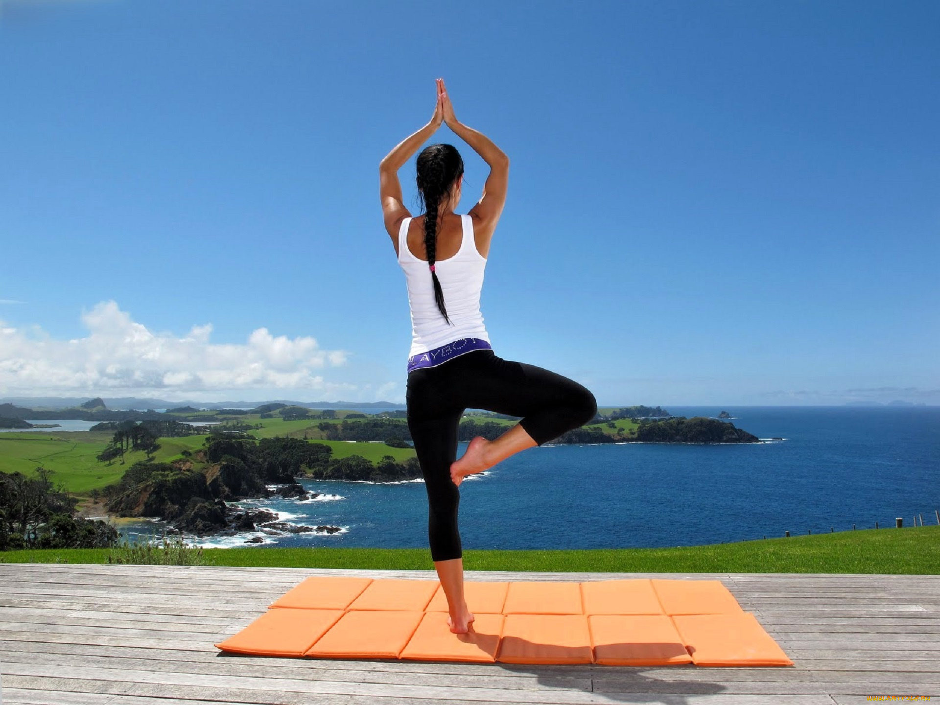 девушки, melisa, mendiny, , kristina, uhrinova, брюнетка, коса, майка, лосины, йога, коврик