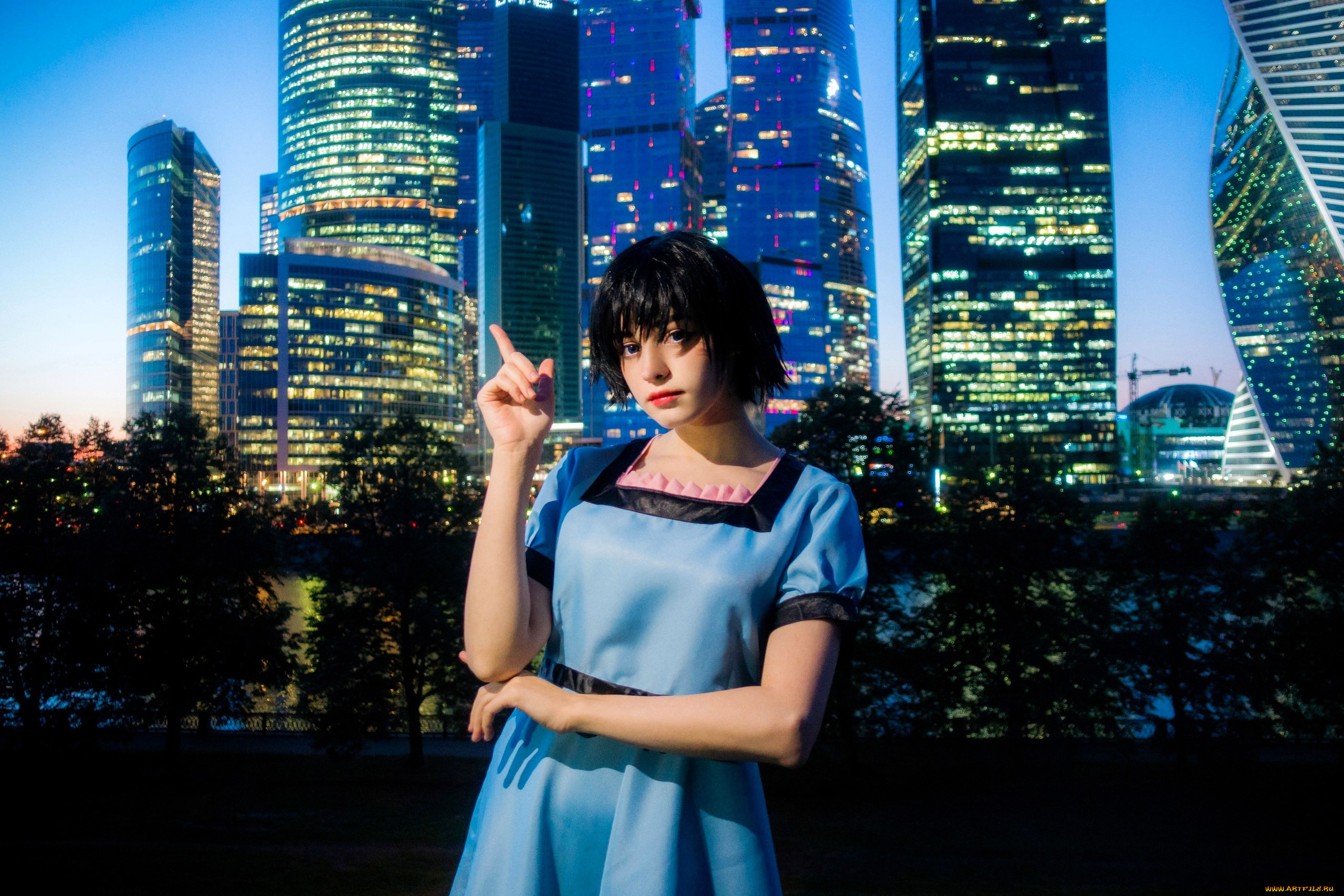 девушки, tenletters, образ, косплей, наряд, платье, брюнетка, город