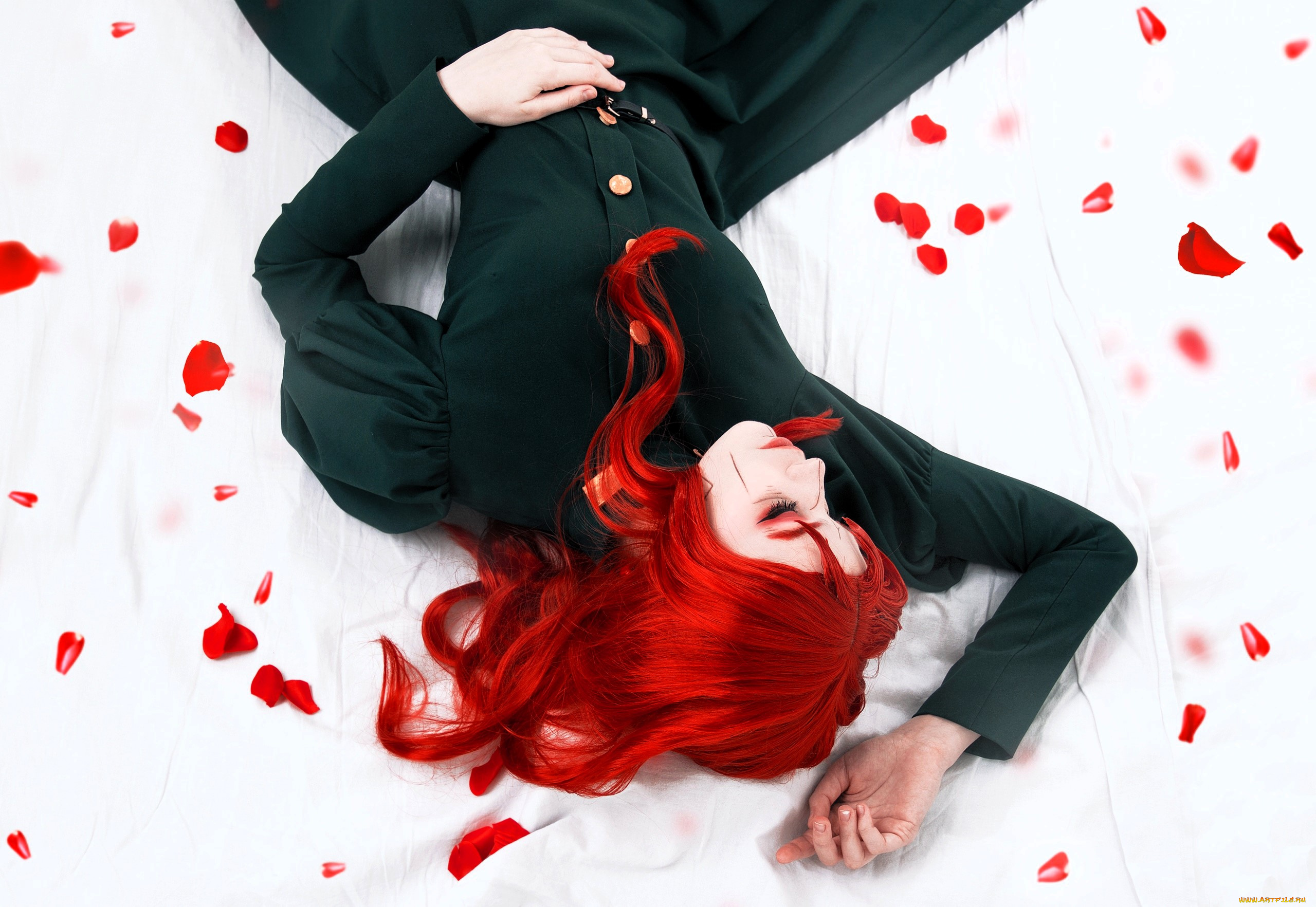 девушки, tenletters, образ, косплей, наряд, платье, лепестки