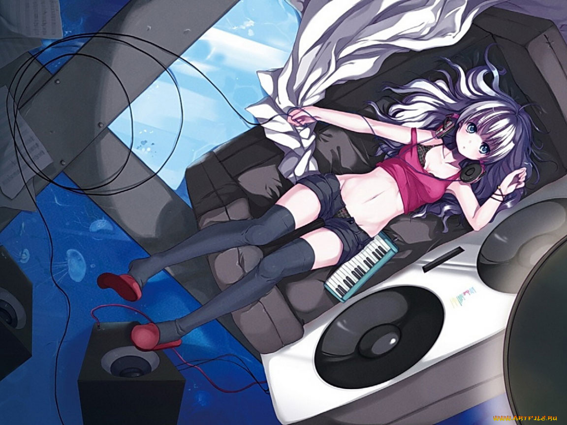 аниме, headphones, instrumental