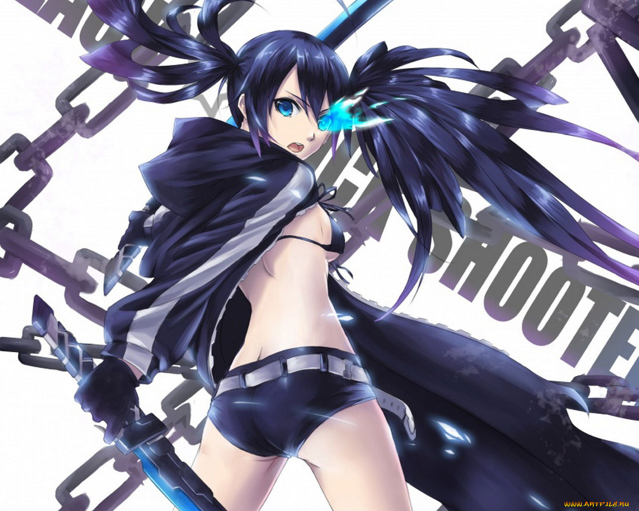 аниме, black, rock, shooter
