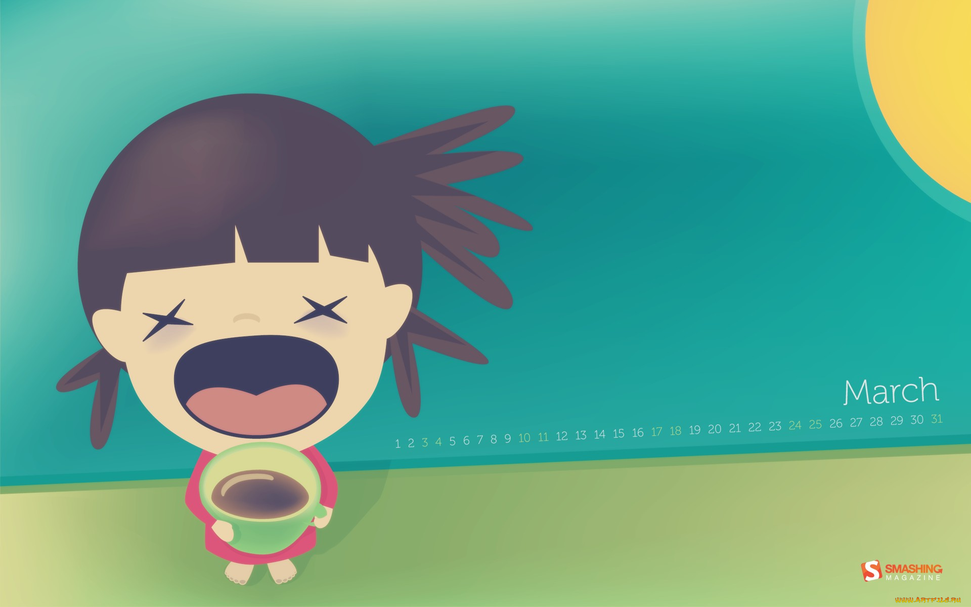 календари, рисованные, векторная, графика, 2012, март