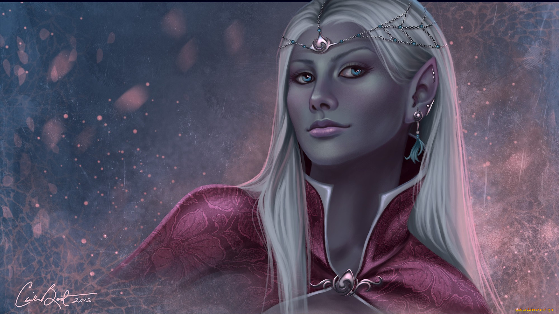 фэнтези, эльфы, девушка, белые, волосы, темнокожая, темный, эльф, дроу