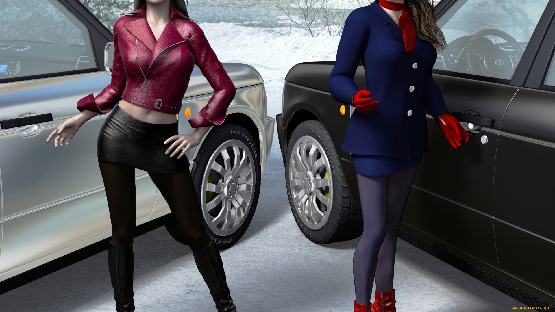 3д, графика, people, , люди, девушки, автомобили