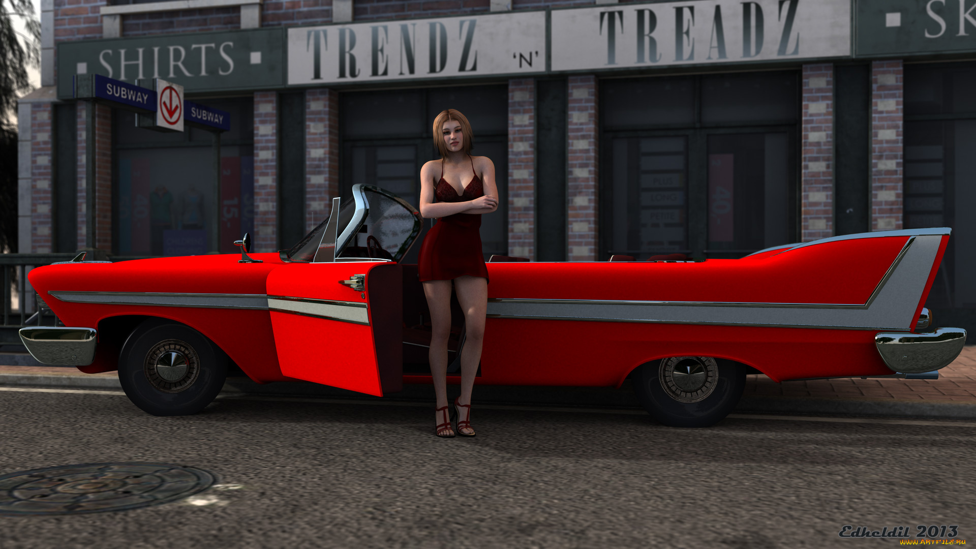 автомобили, 3д, девушка, автомобиль