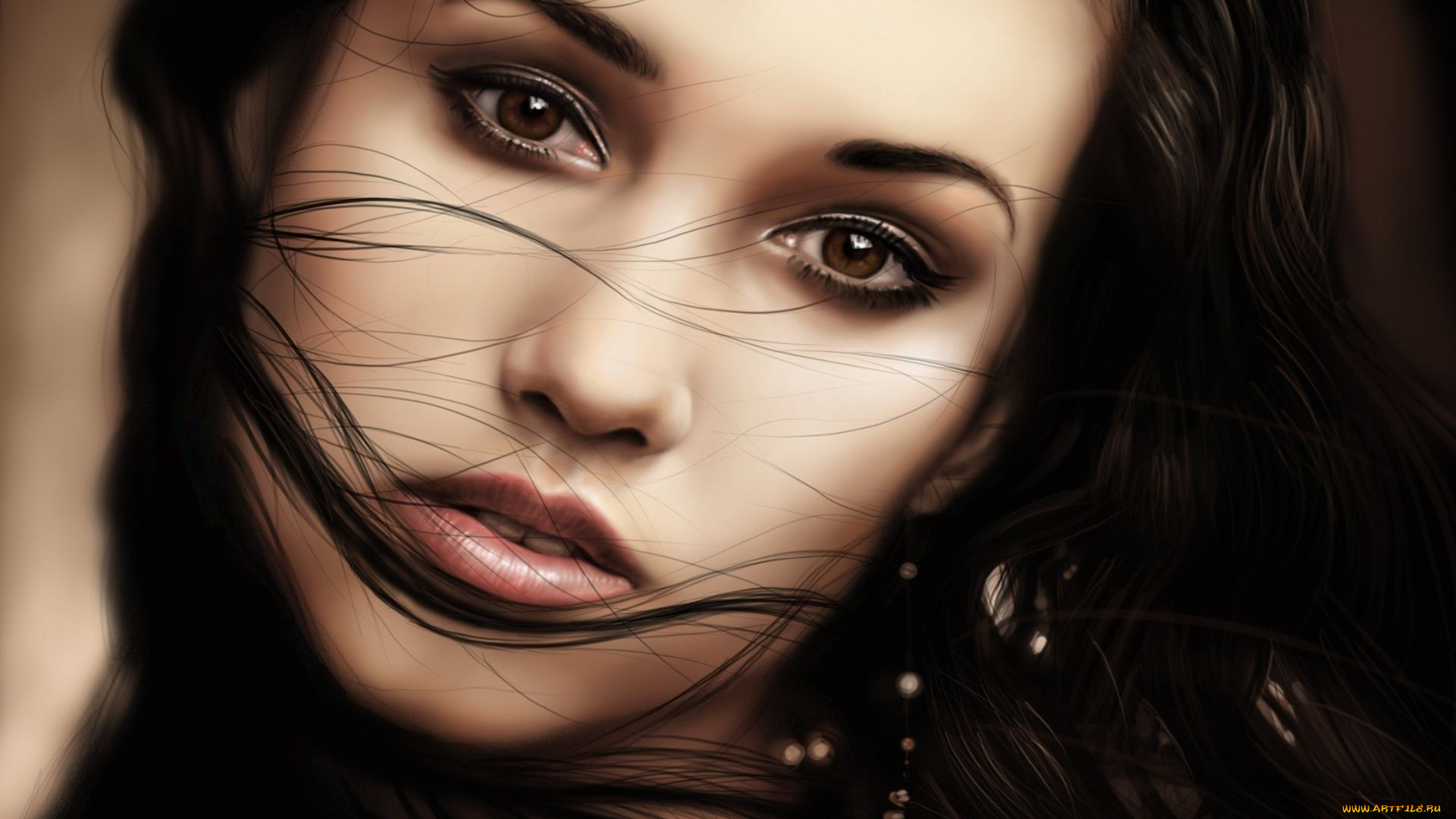 рисованные, люди, девушка, лицо, взгляд, глаза, ресницы, губы, волосы