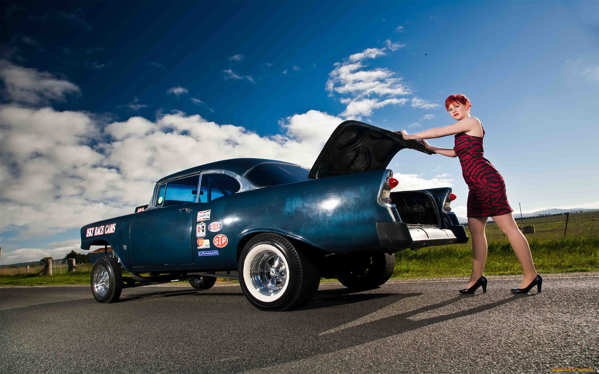 автомобили, авто, с, девушками, woman, belair, gasser, chevrolet