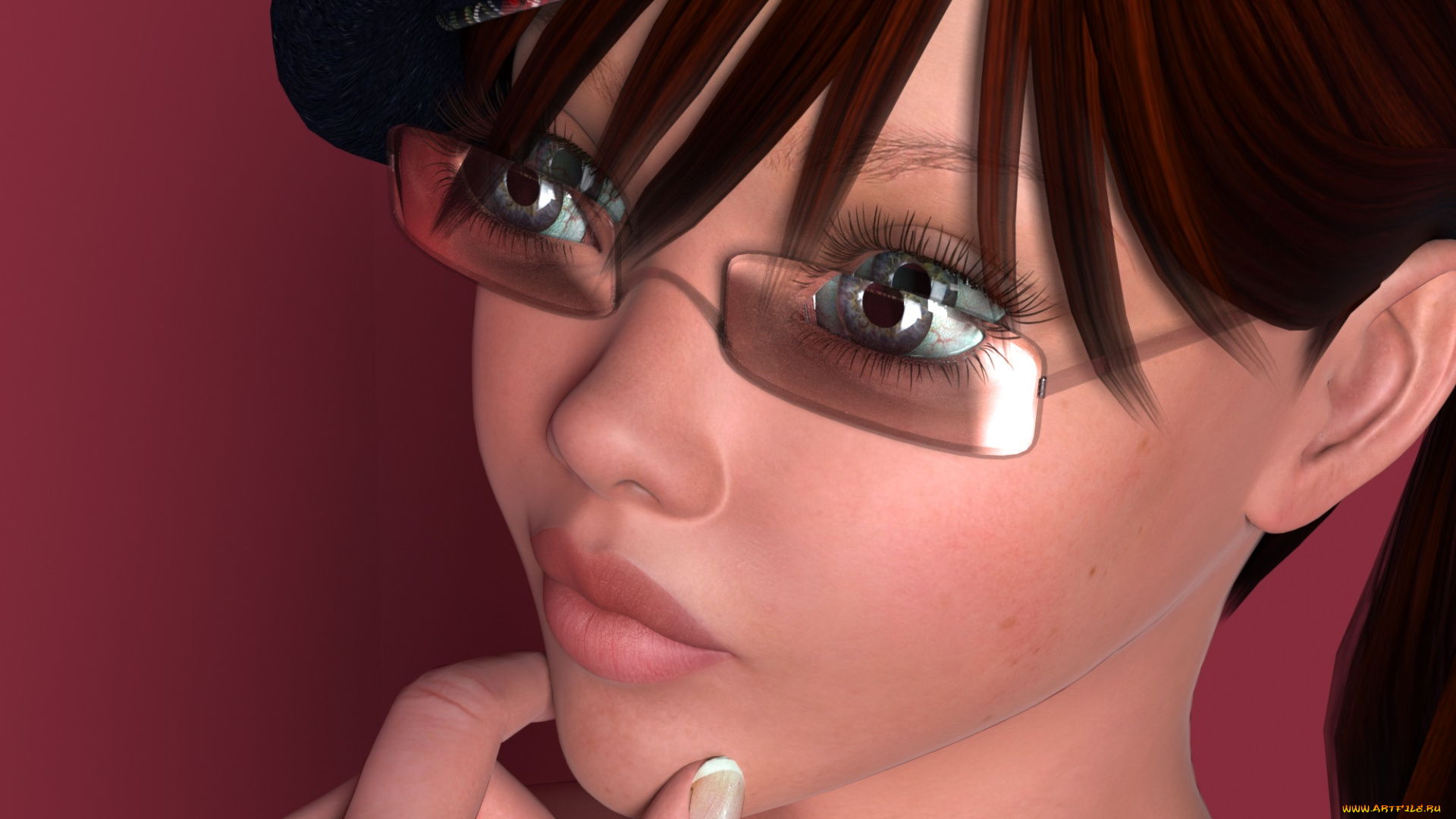 3д, графика, портрет, , portraits, взгляд, девушка, очки, лицо, фон