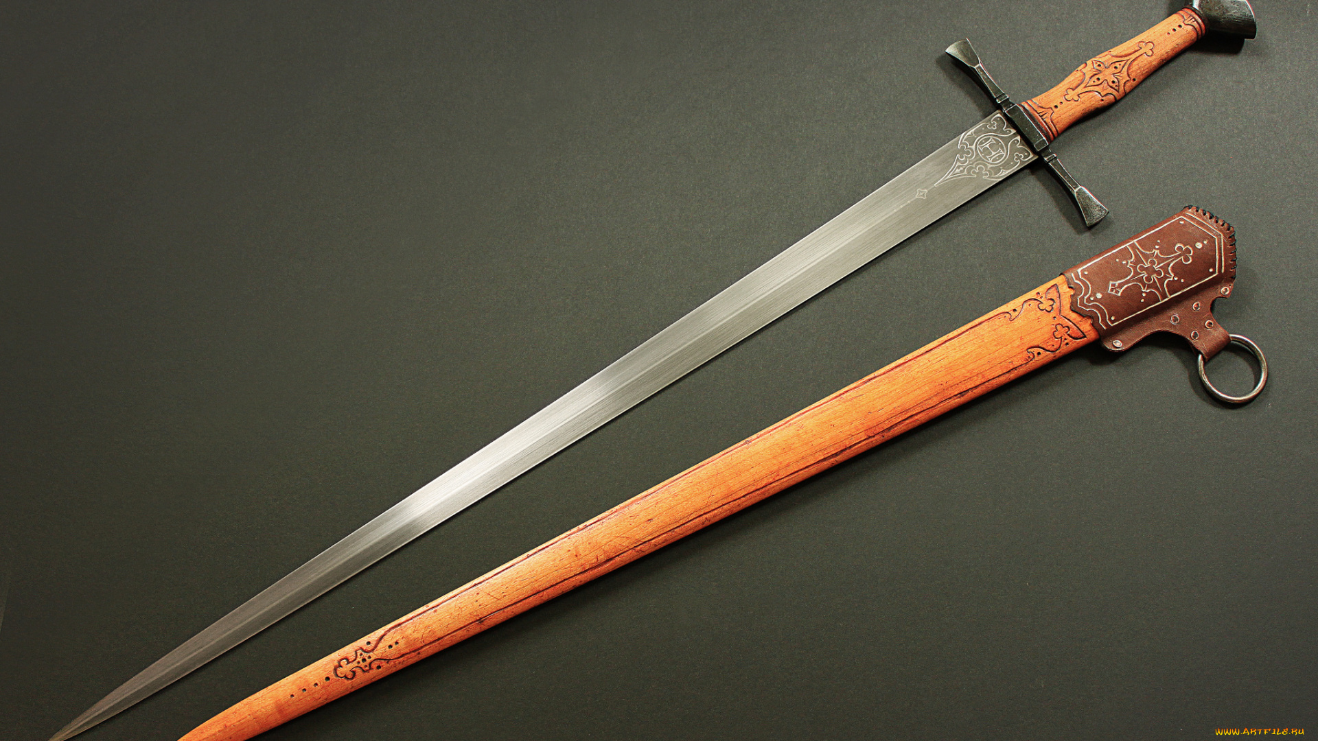 оружие, холодное, оружие, рукоятка, меч, фон, сталь