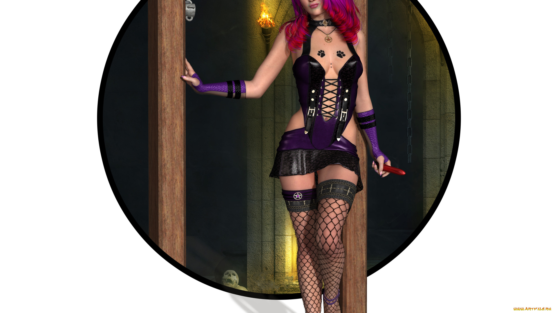 3д, графика, люди, , people, взгляд, тату, фон, девушка, чулки
