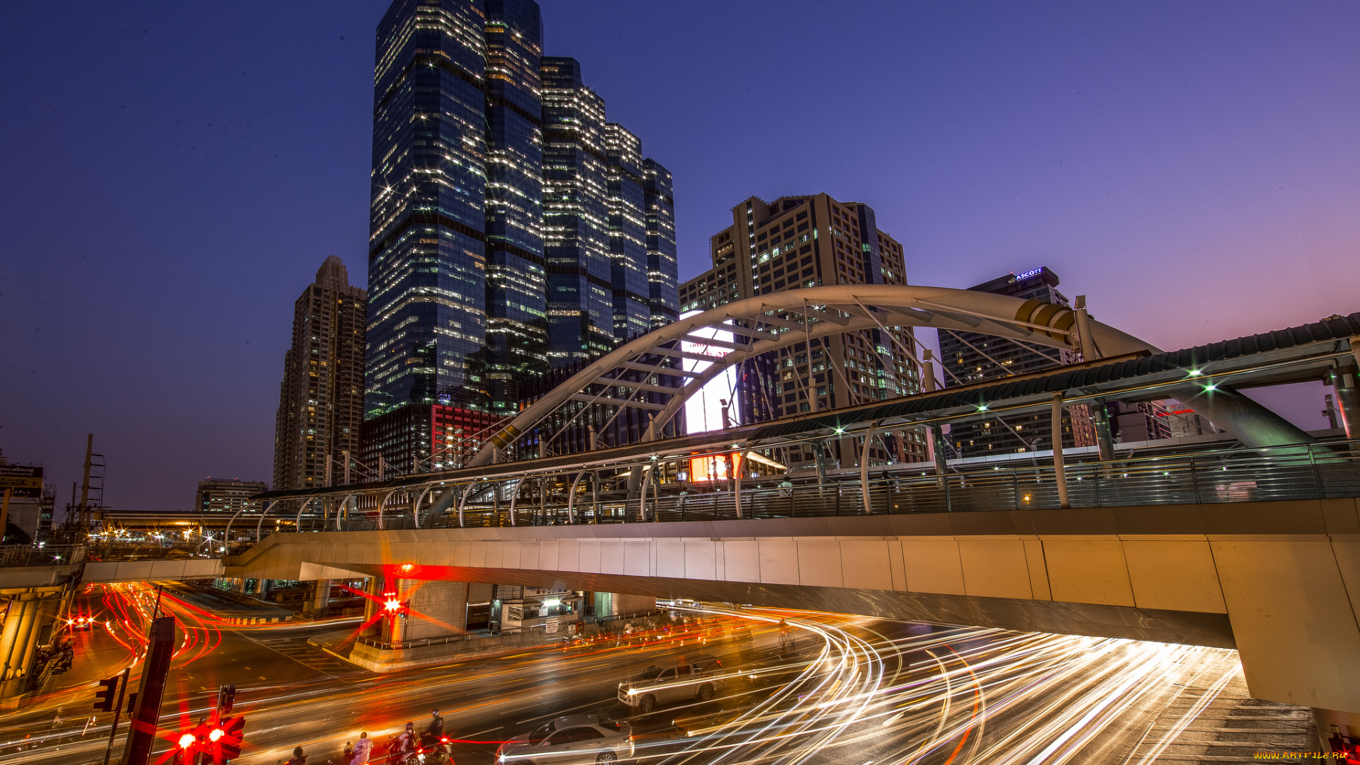 bangkok, , thailand, города, бангкок, , таиланд, огни, мост, трасса