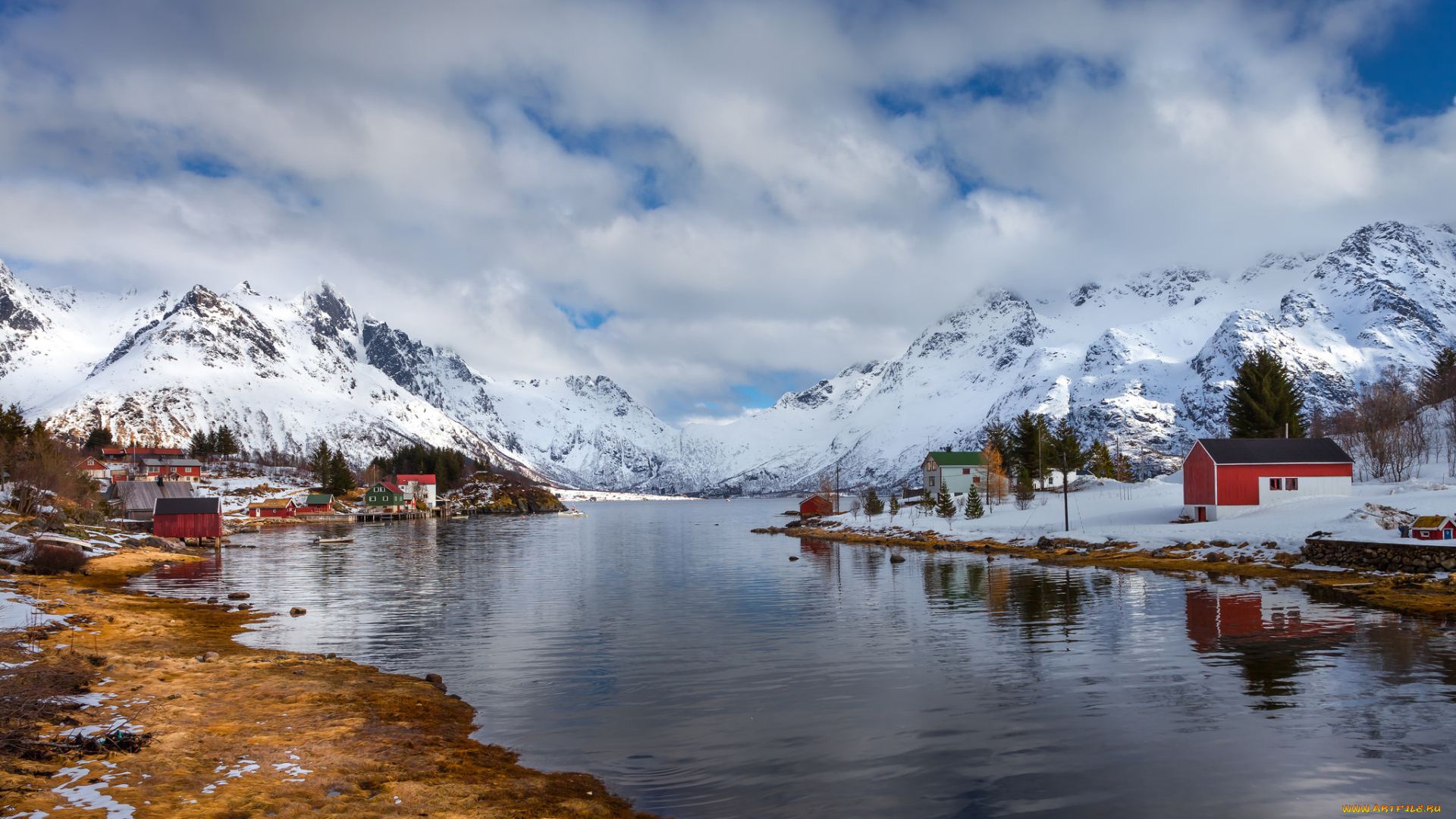 города, -, пейзажи, поселок, севера