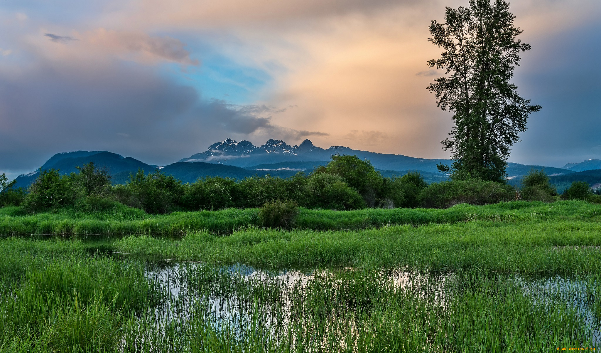 природа, реки, озера, рассвет