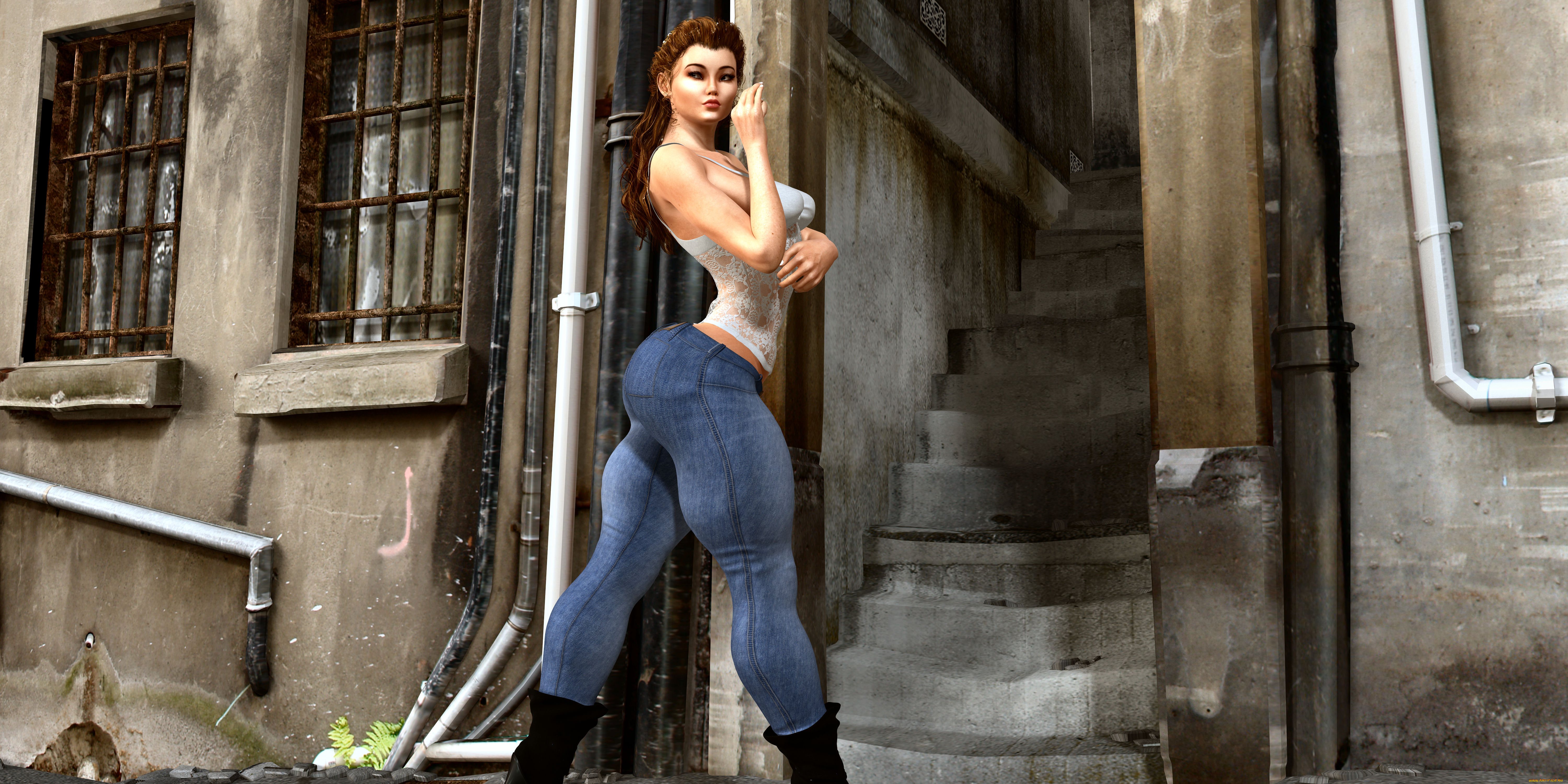 3д, графика, люди, , people, девушка, взгляд, фон