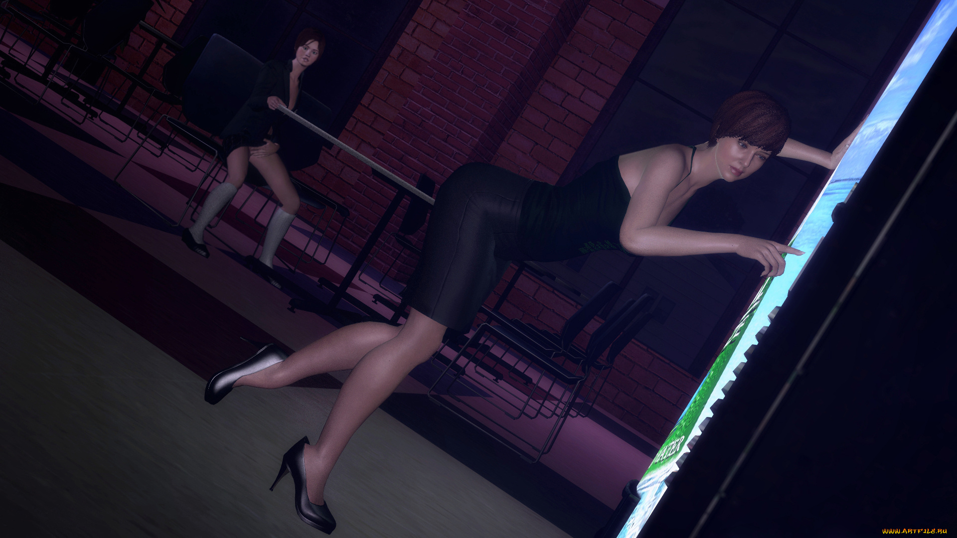 3д, графика, люди, , people, девушки, взгляд, фон