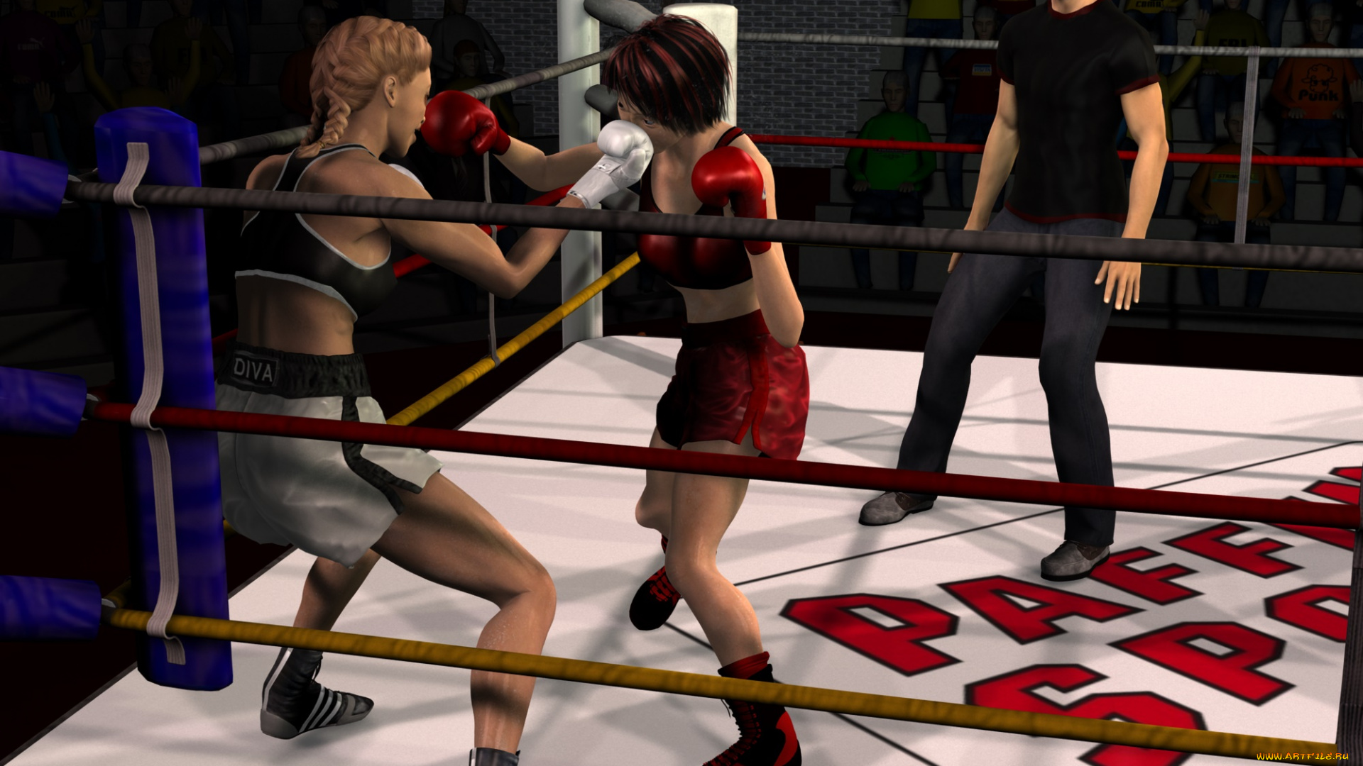 3д, графика, спорт, , sport, девушки, ринг, фон, взгляд